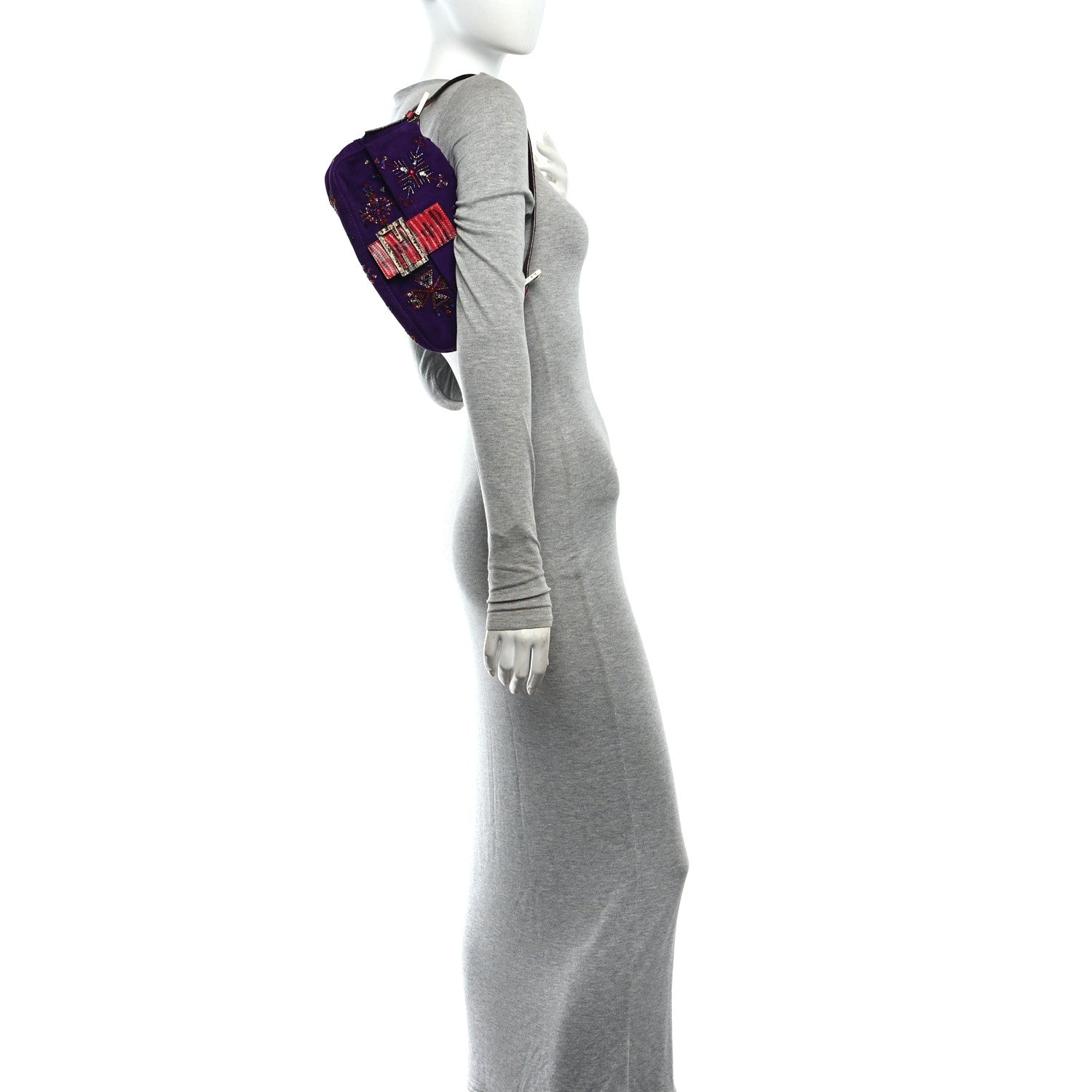 Suede Beaded Lizard Baguette Purple Multicolor — view 2