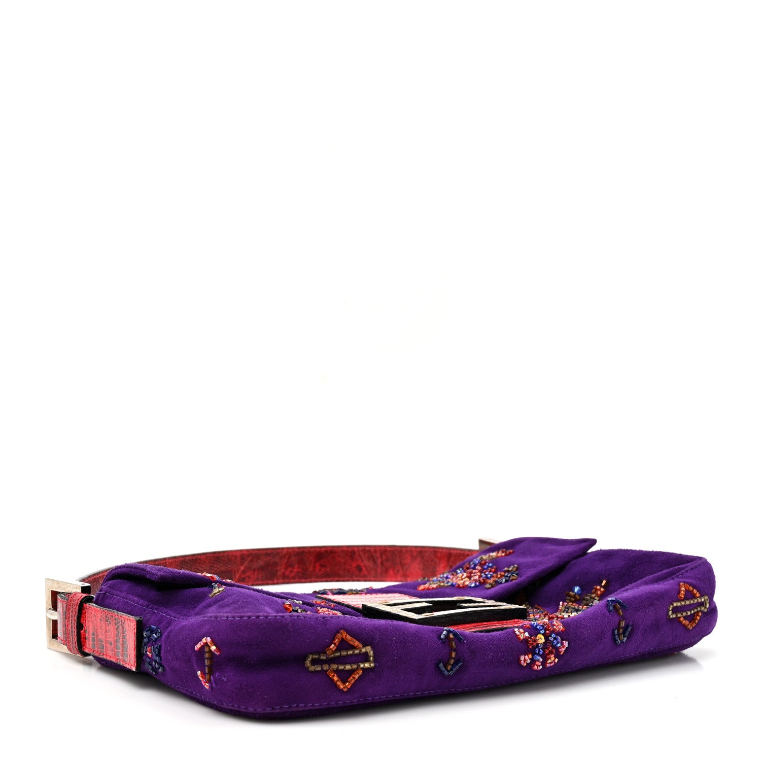 Suede Beaded Lizard Baguette Purple Multicolor — view 4