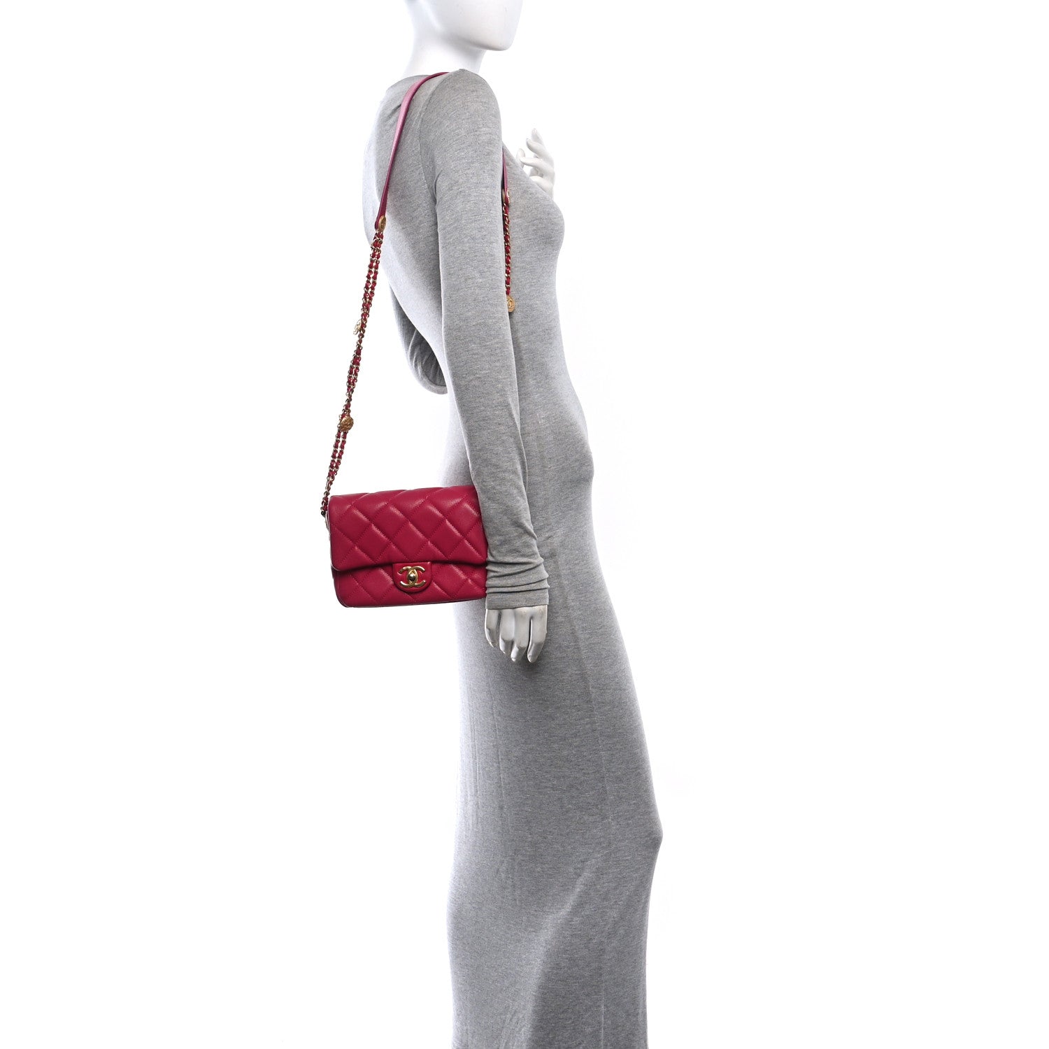 Caviar Quilted Small Twist Your Buttons Flap Fuchsia — view 2