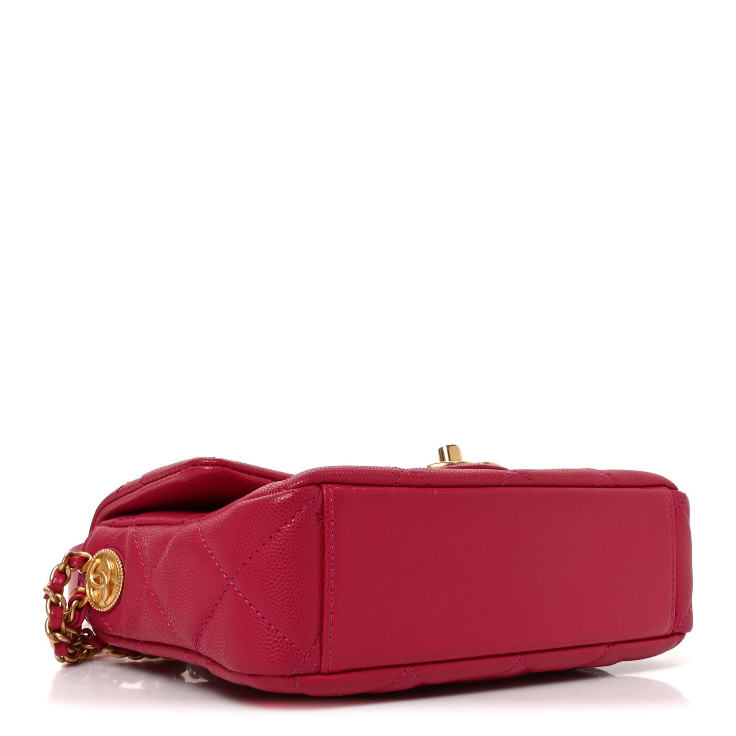 Caviar Quilted Small Twist Your Buttons Flap Fuchsia — view 4