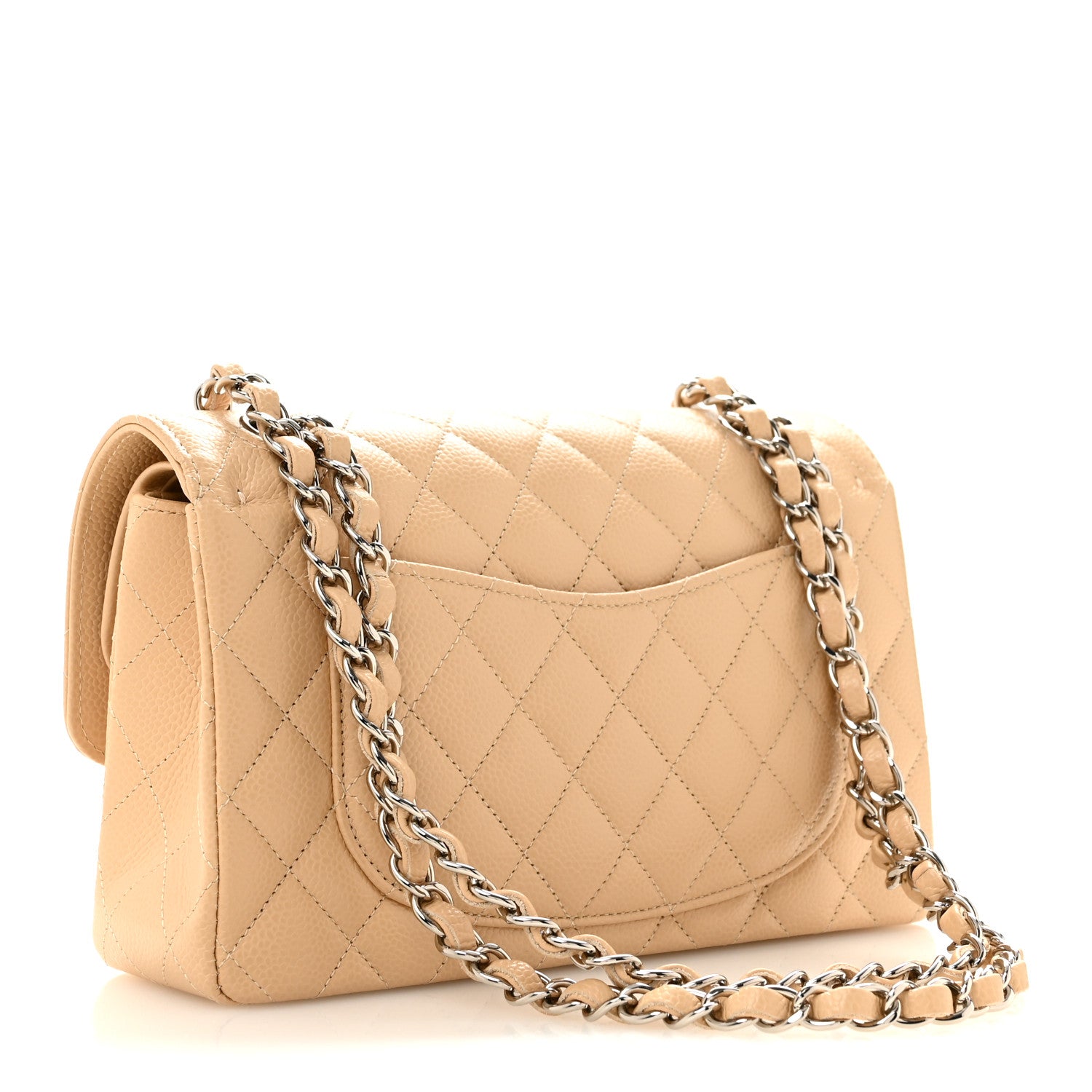 Caviar Quilted Small Double Flap Beige — view 3