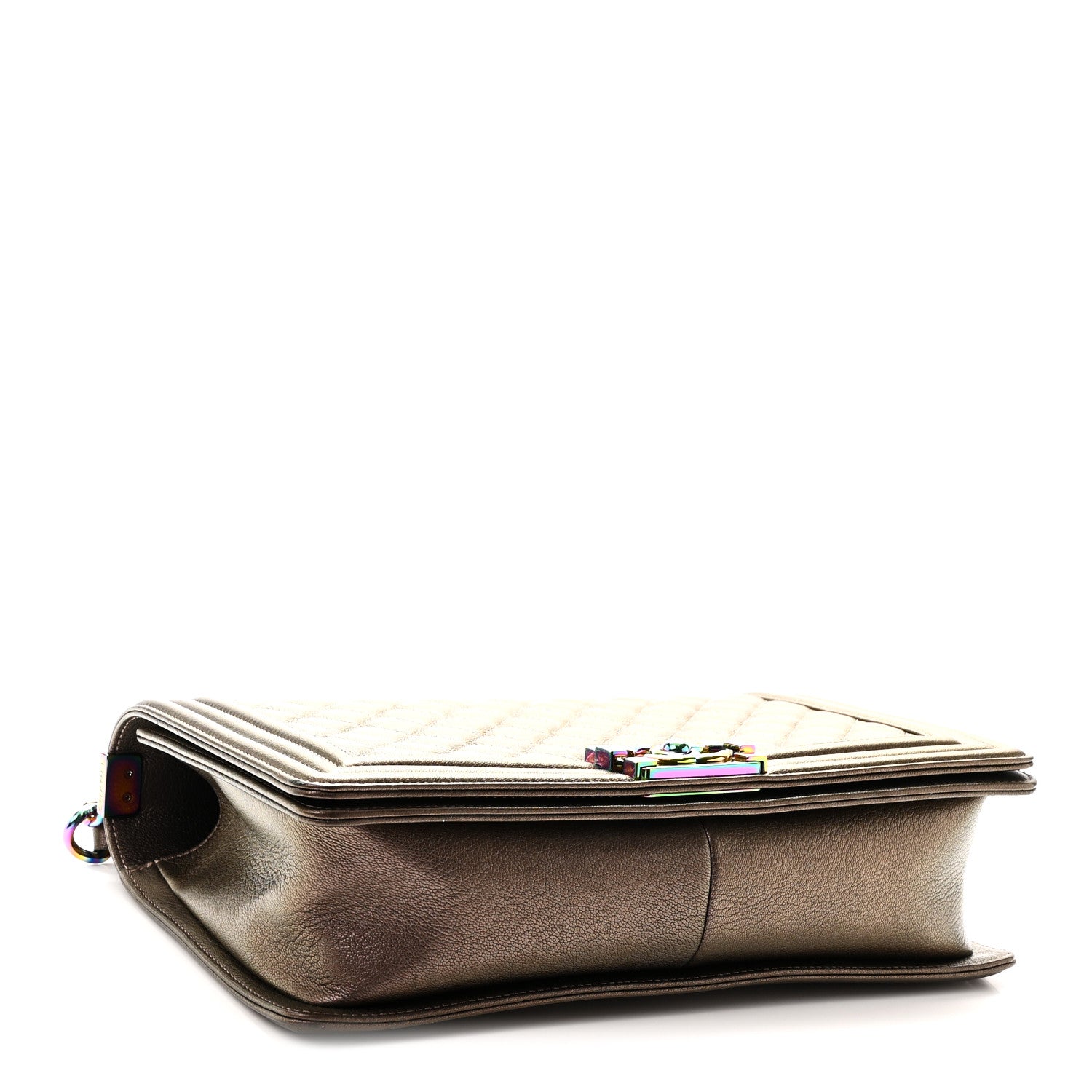 Iridescent Goatskin Quilted New Medium Boy Flap Bronze — view 4