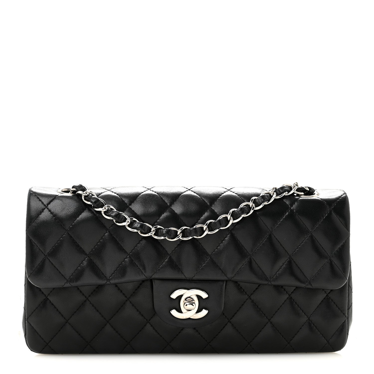 Lambskin Quilted East West Flap Black