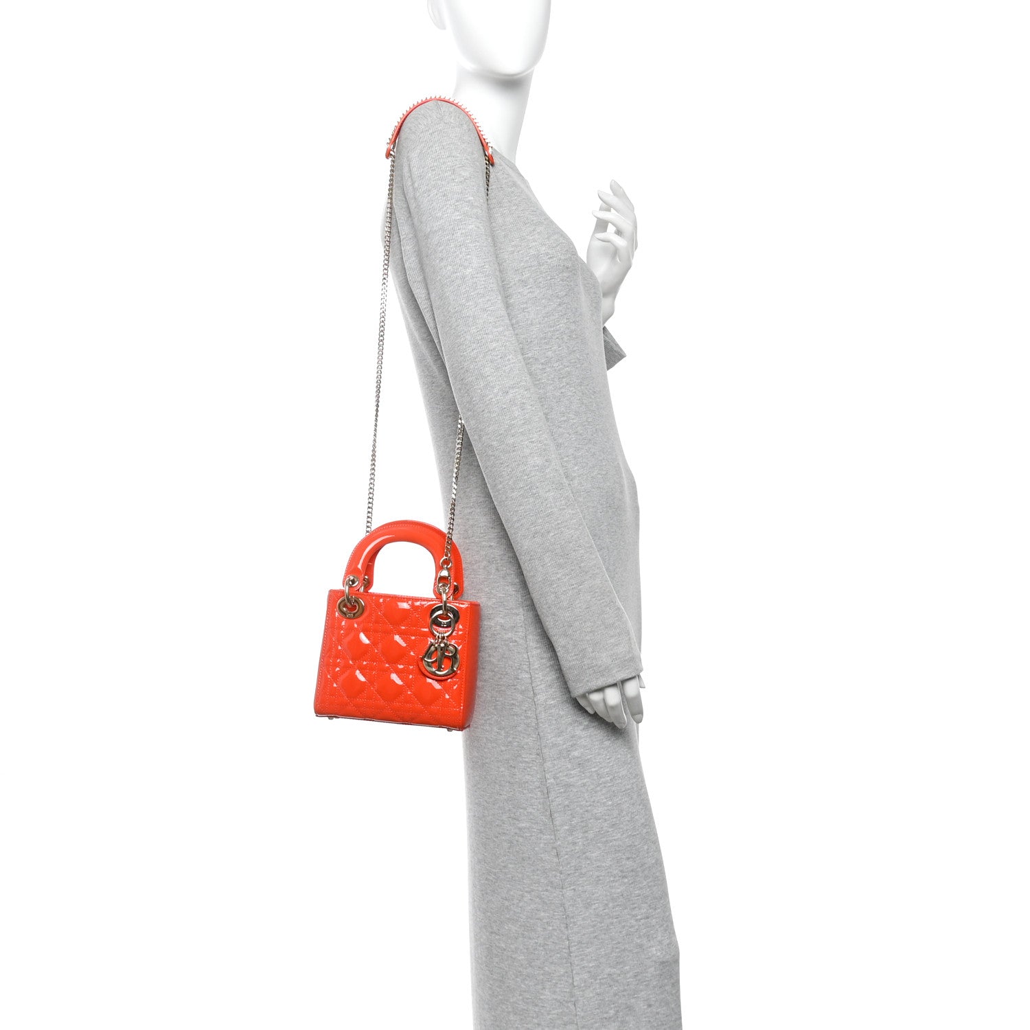 Patent Cannage Mini Lady Dior Orange — view 2