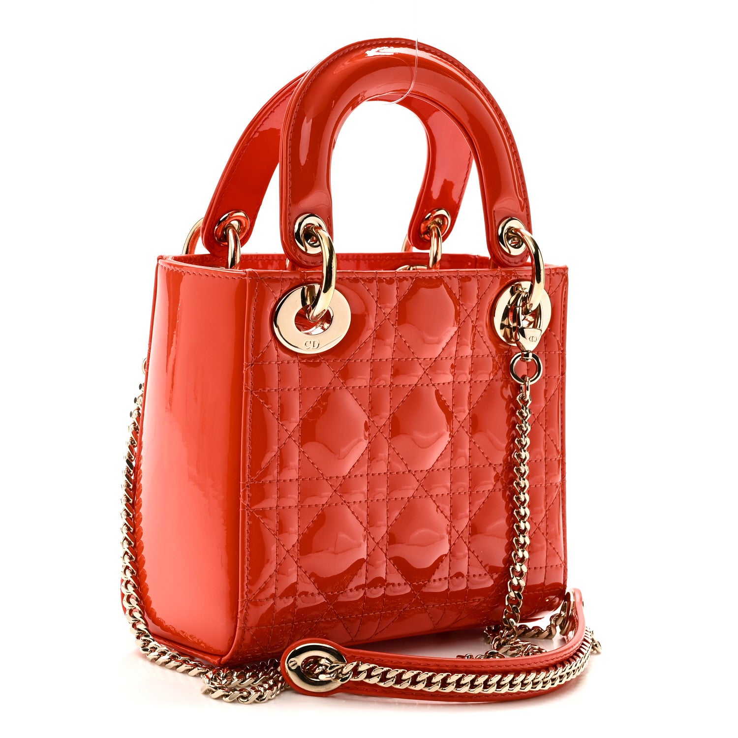 Patent Cannage Mini Lady Dior Orange — view 3