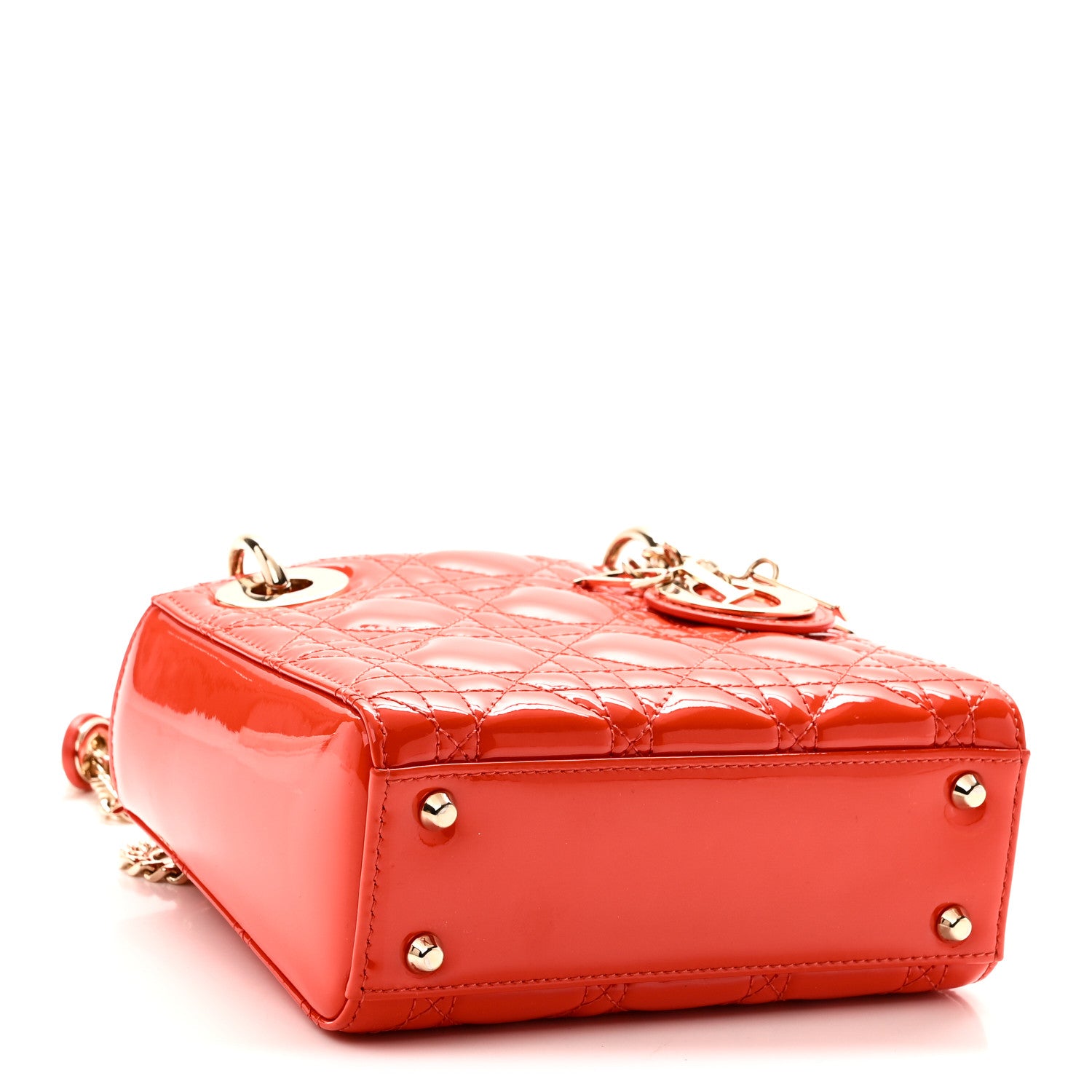 Patent Cannage Mini Lady Dior Orange — view 4