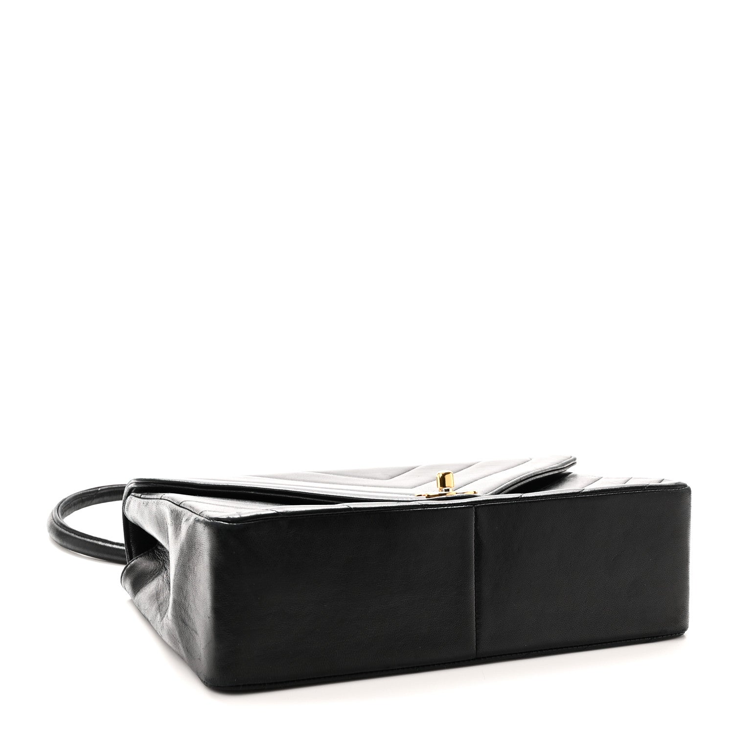 Calfskin Chevron Quilted Envelope Flap Bag Black — view 4