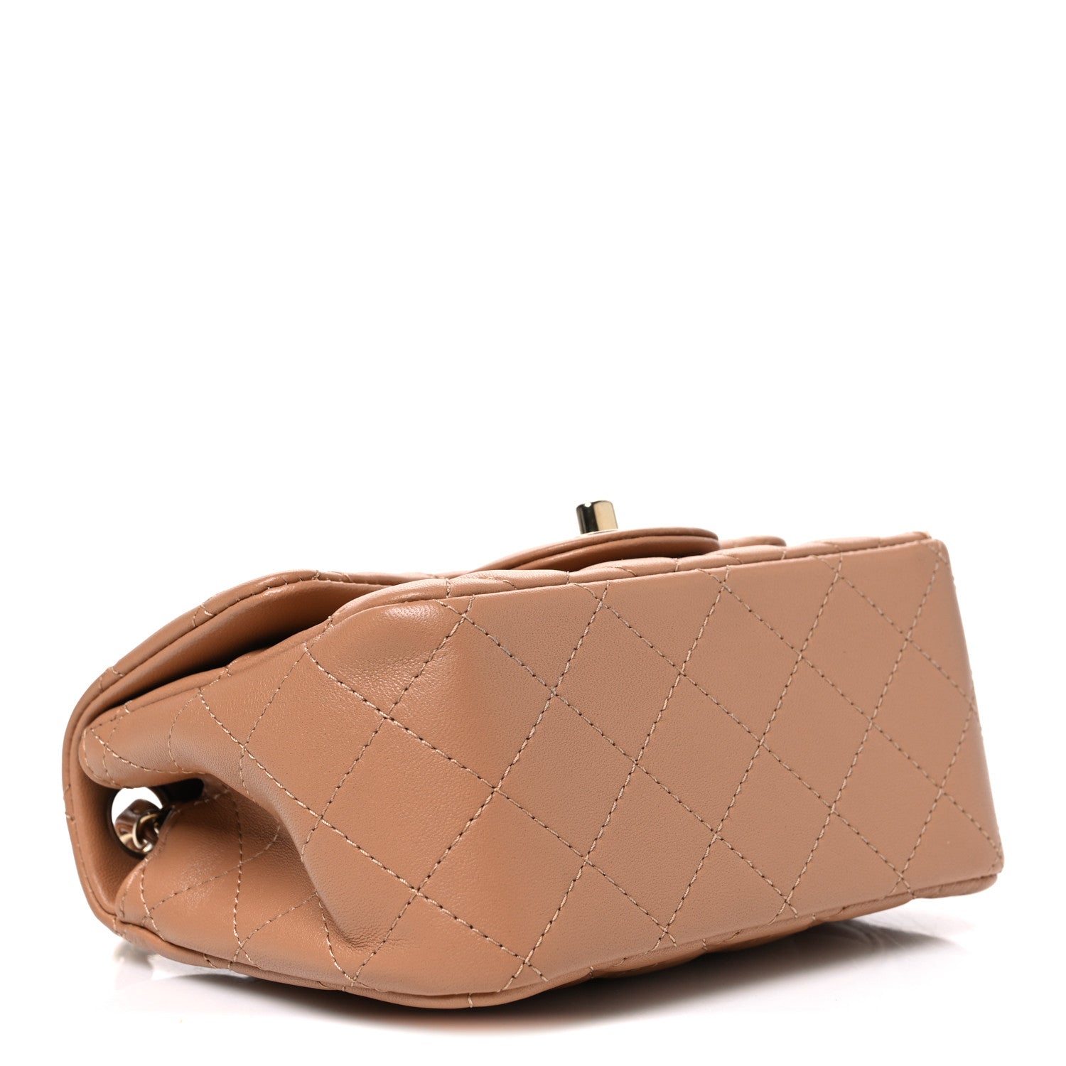 Lambskin Quilted Mini Square Flap Brown — view 4