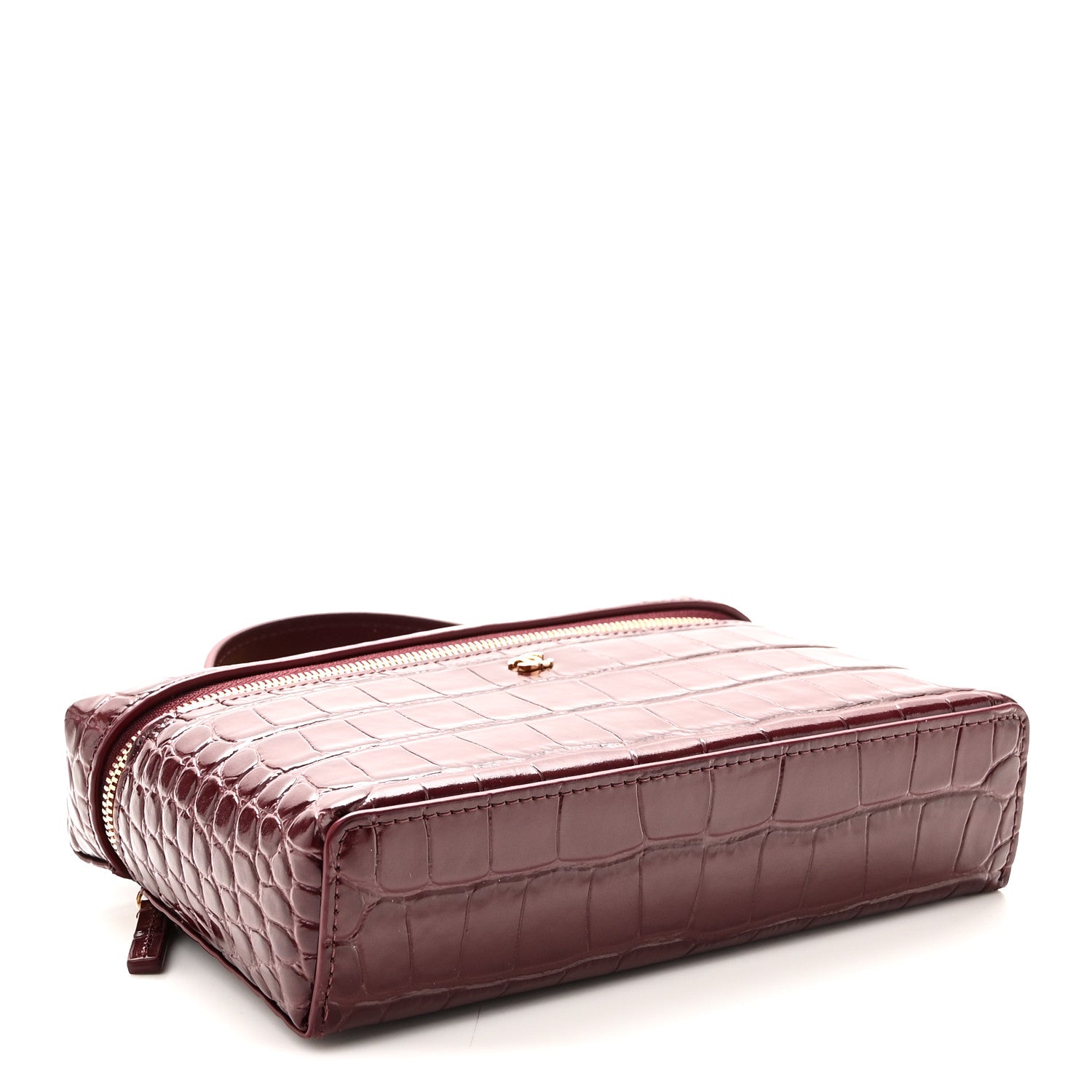 Calfskin Crocodile Embossed Crococo Exoticoco Vanity With Chain Dark Burgundy — view 4