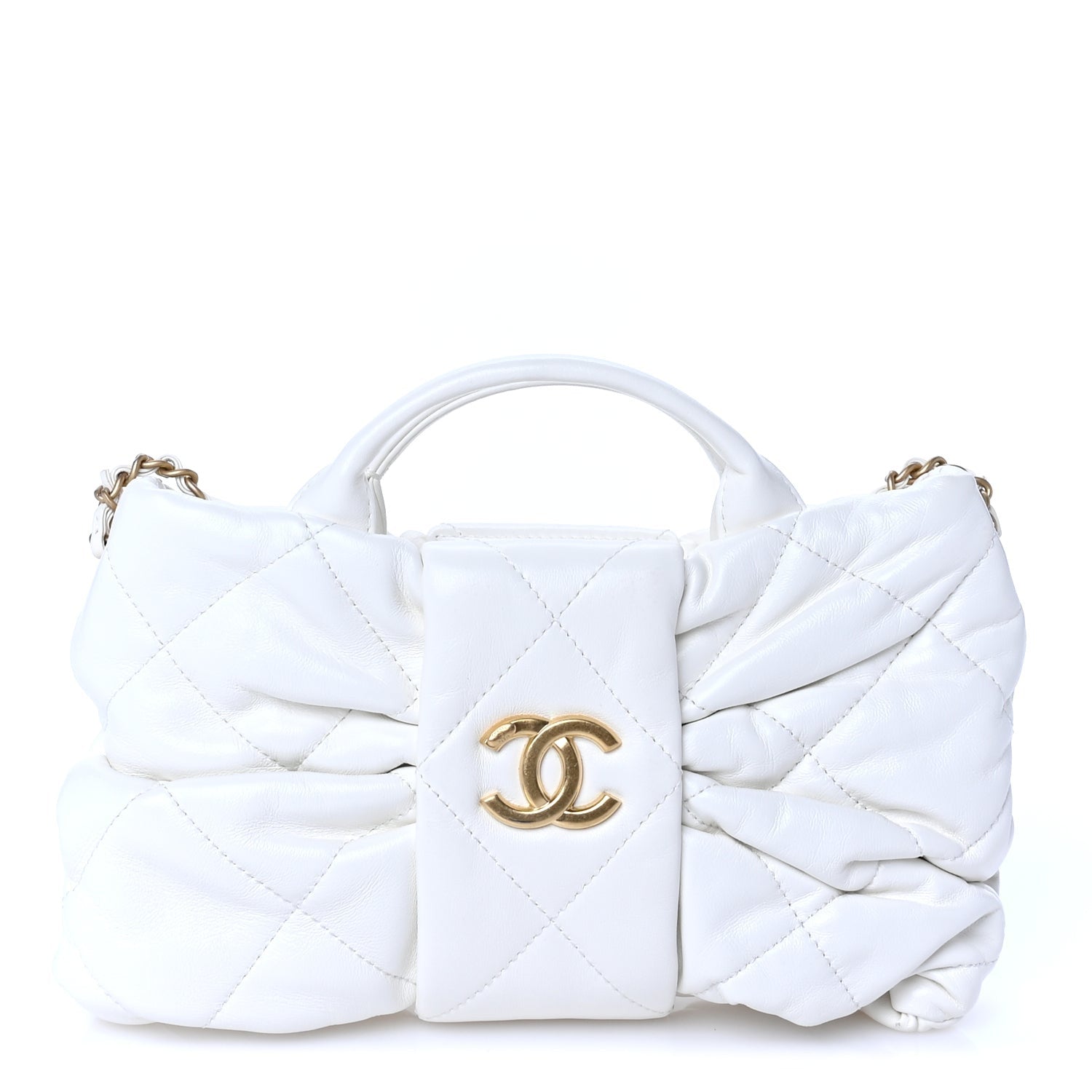 Lambskin Quilted Mini Bow Bag White — view 1
