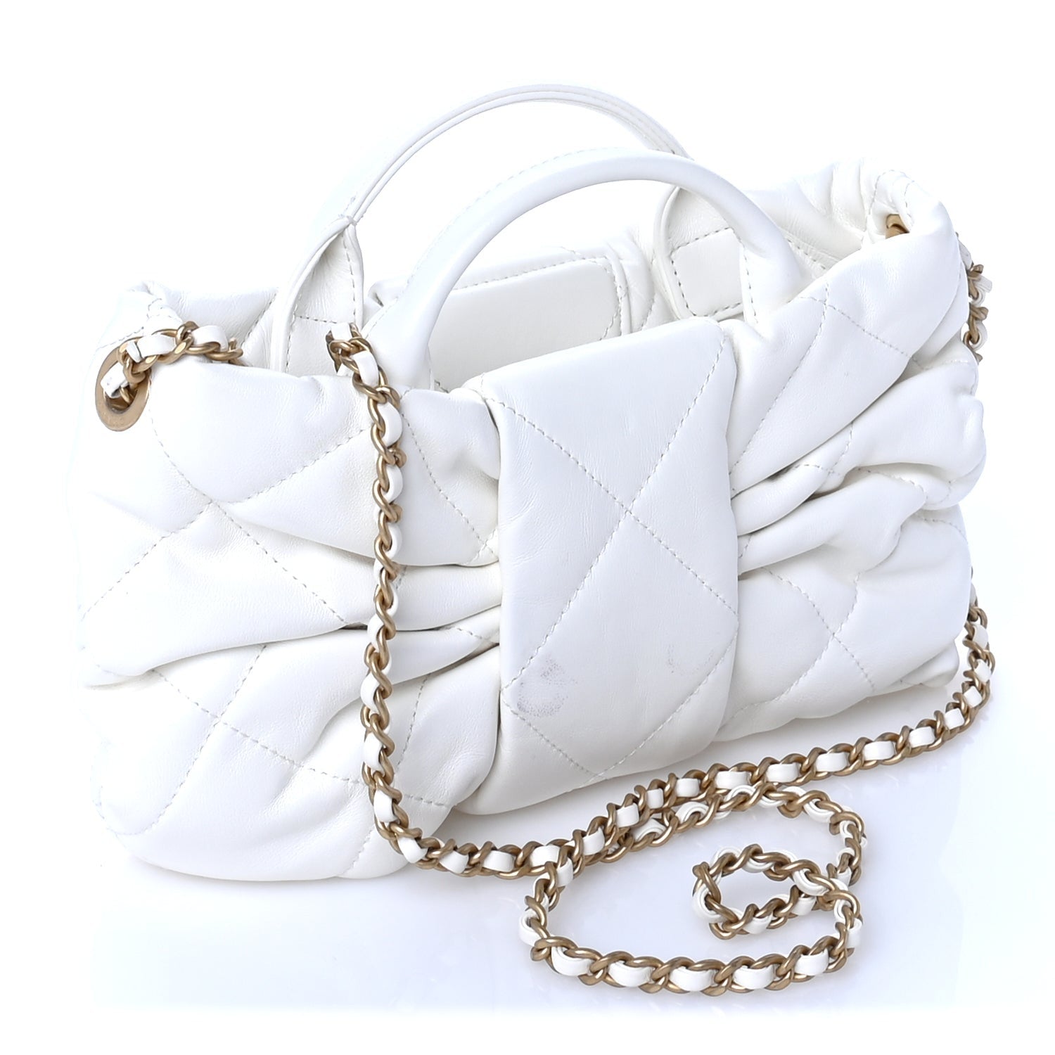 Lambskin Quilted Mini Bow Bag White — view 2