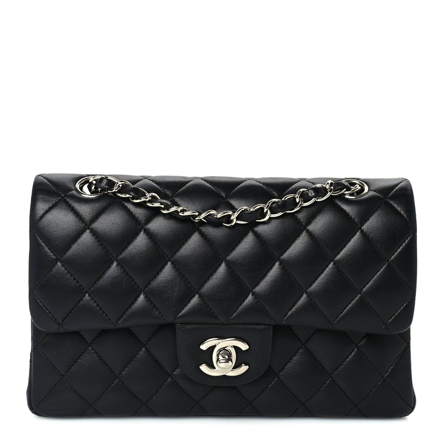 Lambskin Quilted Small Double Flap Black — view 2