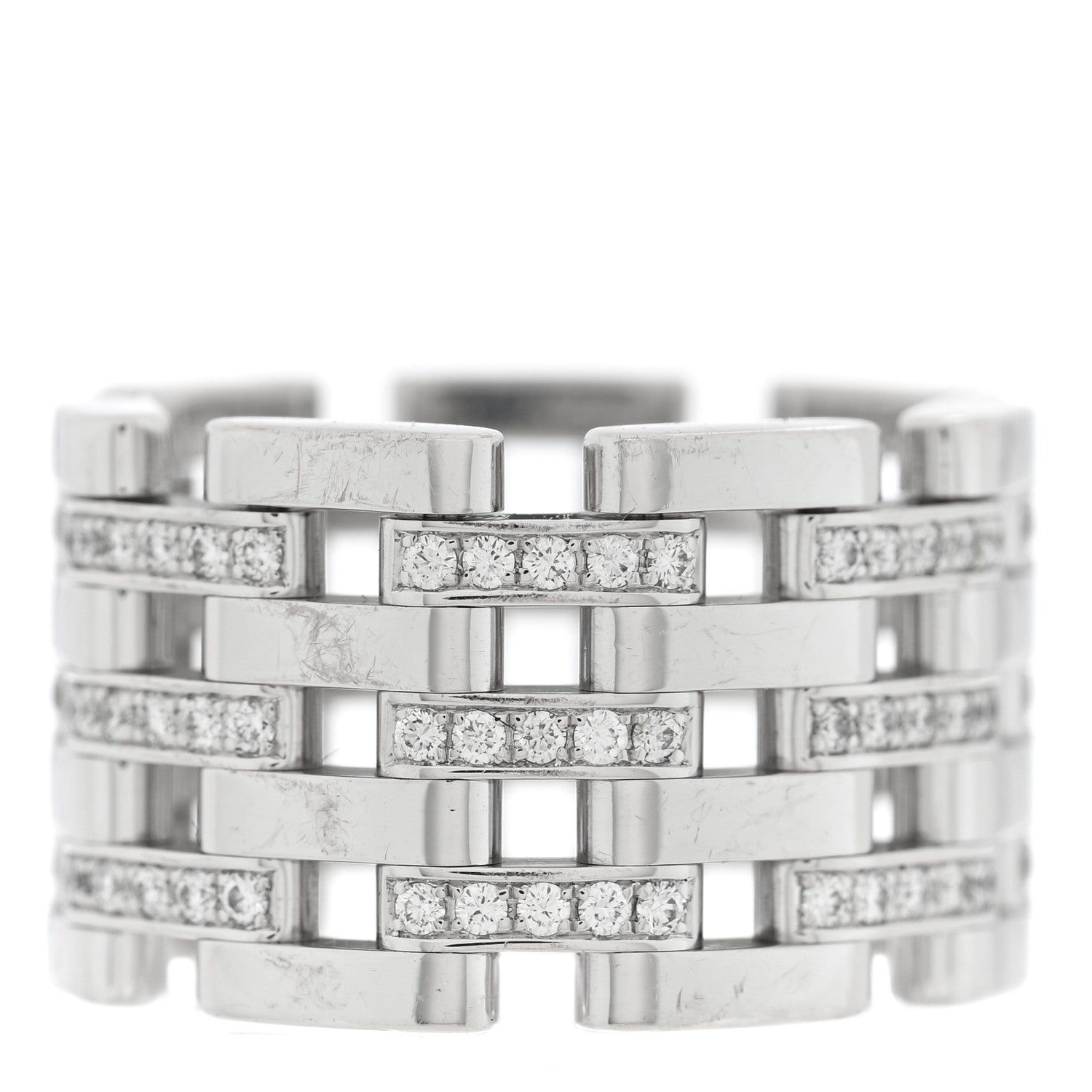 18K White Gold Diamond Les Chaines Ring 50 5.5