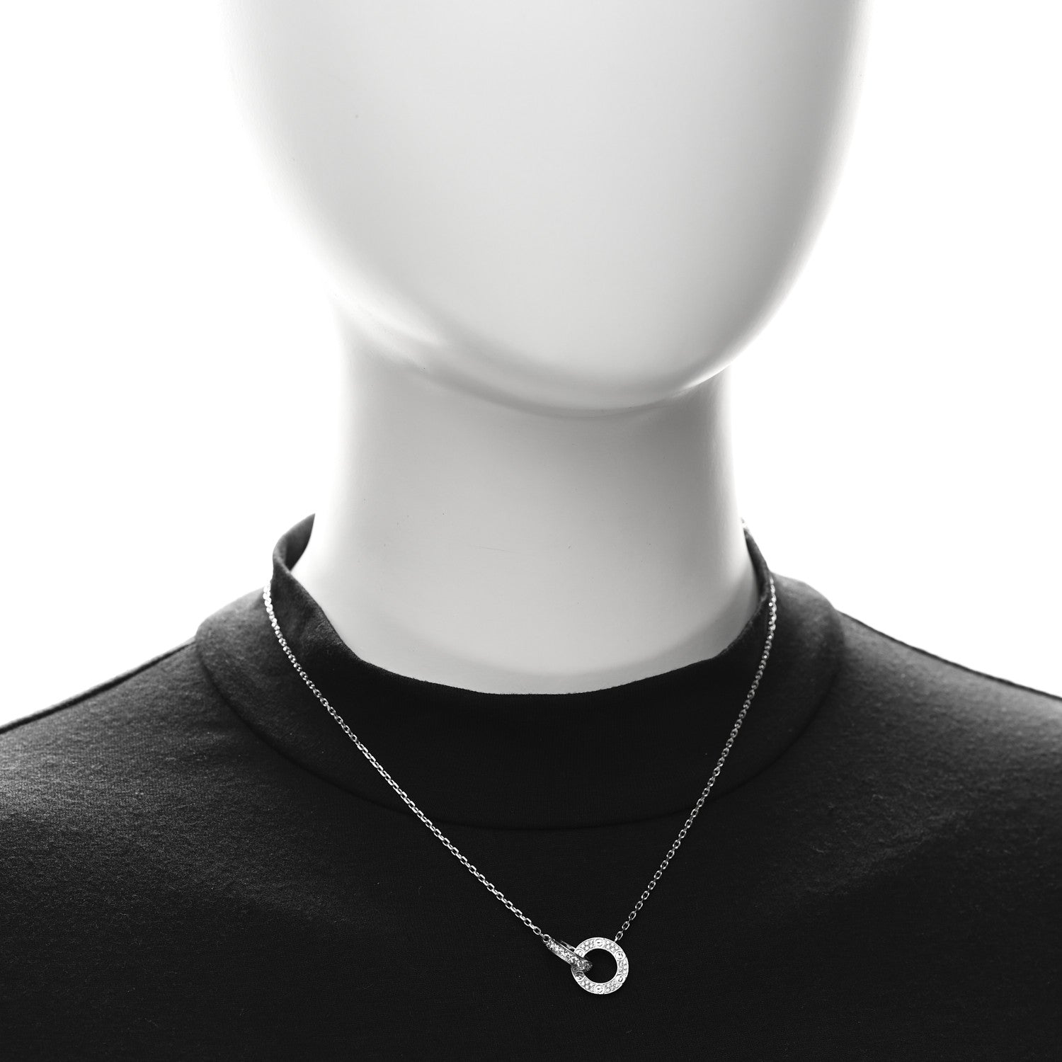 18K White Gold Diamond Interlocking LOVE Paved Necklace — view 2