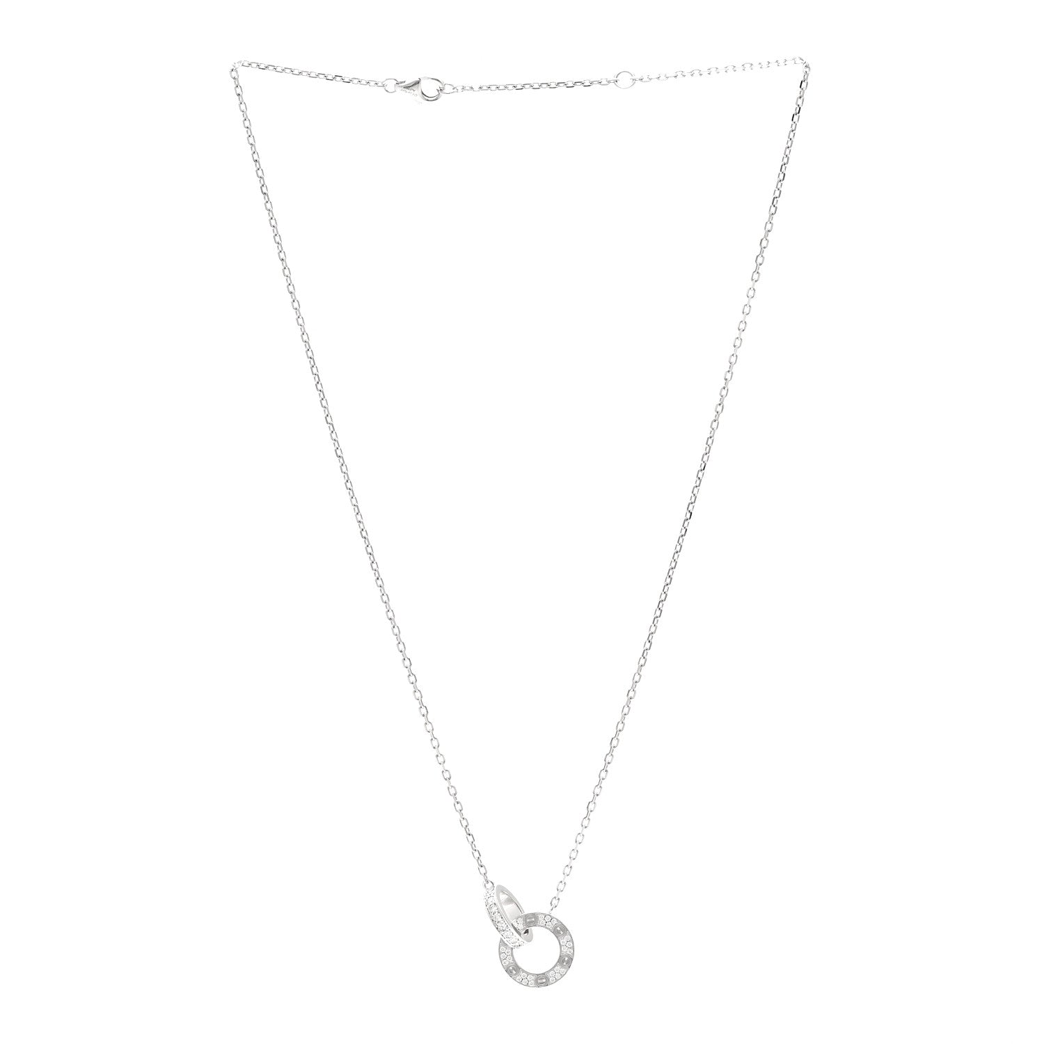 18K White Gold Diamond Interlocking LOVE Paved Necklace — view 3