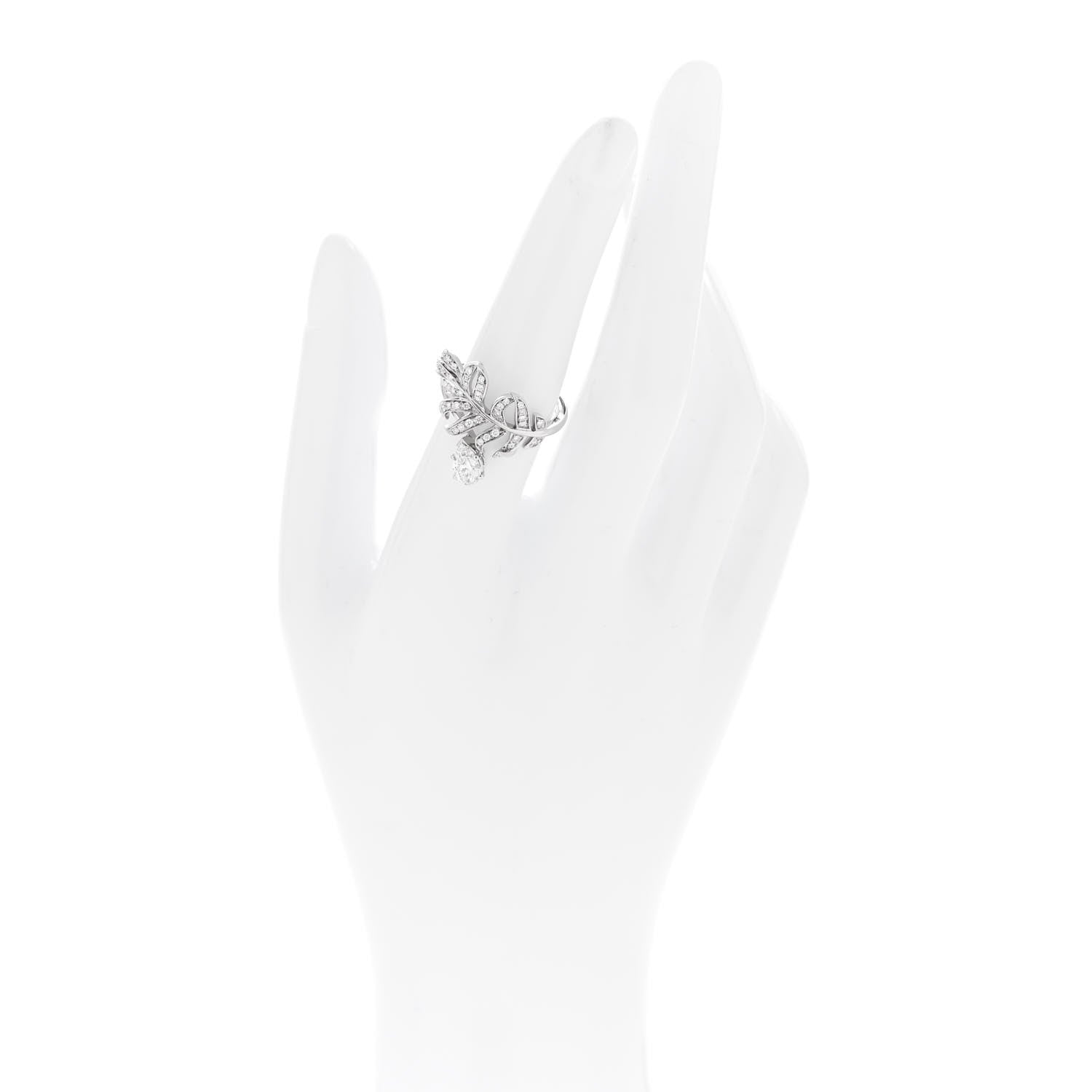 18K White Gold Diamond Plume De Chanel Ring 53 6.5 — view 2
