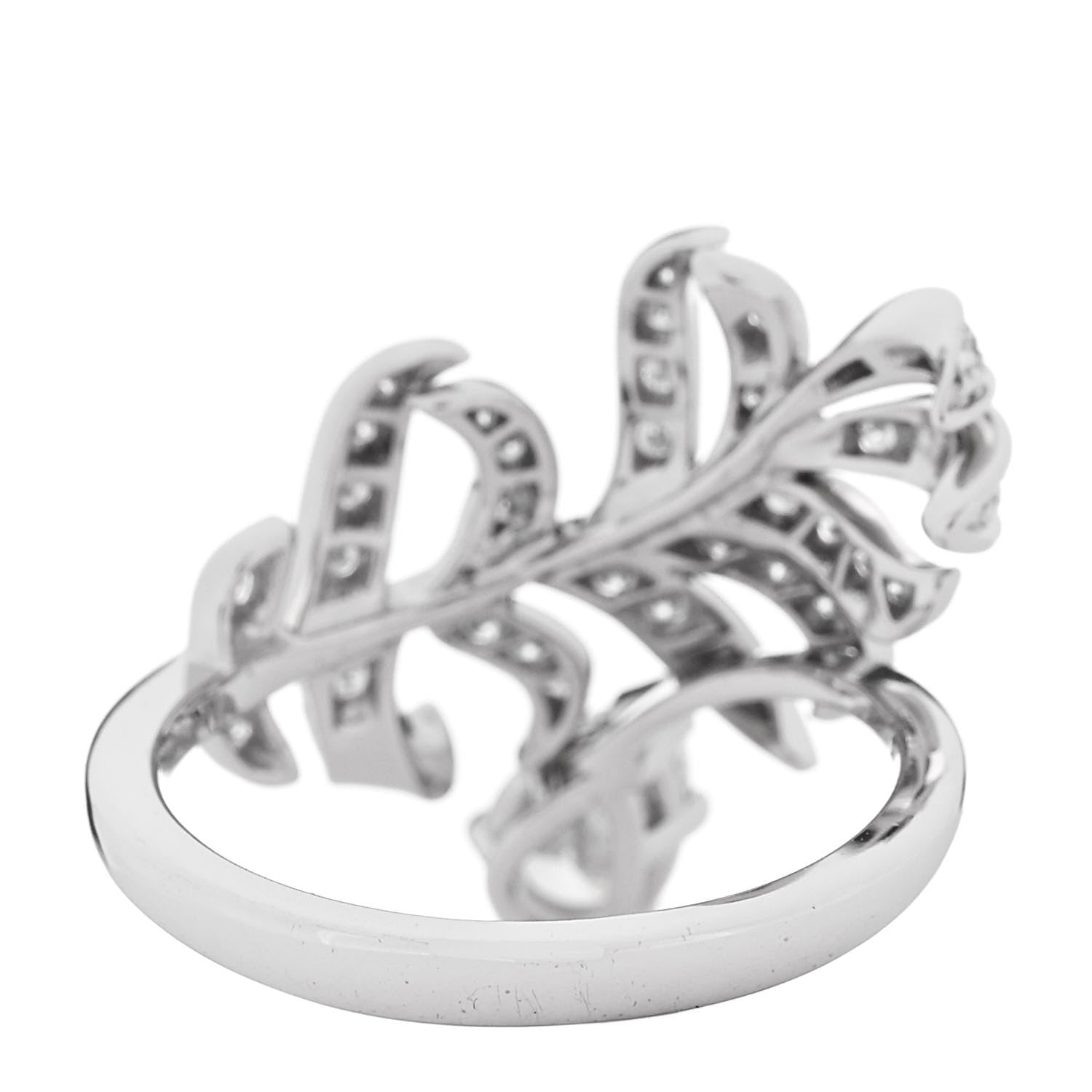18K White Gold Diamond Plume De Chanel Ring 53 6.5 — view 3