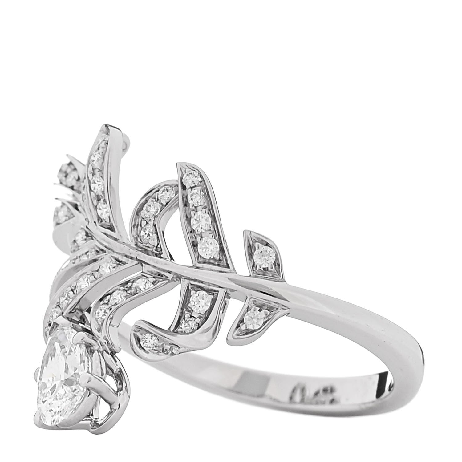 18K White Gold Diamond Plume De Chanel Ring 53 6.5 — view 4