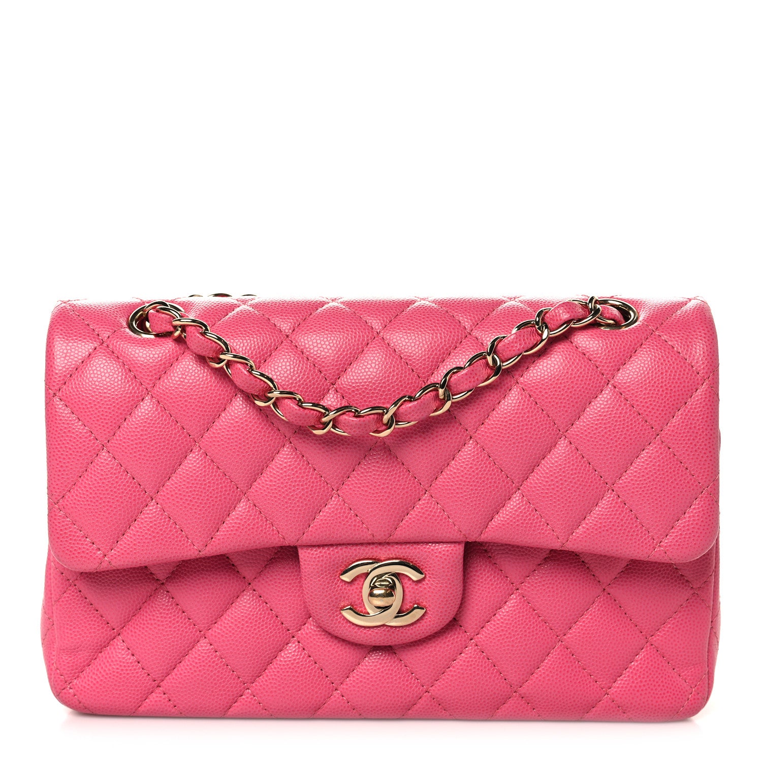 Caviar Quilted Small Double Flap Pink