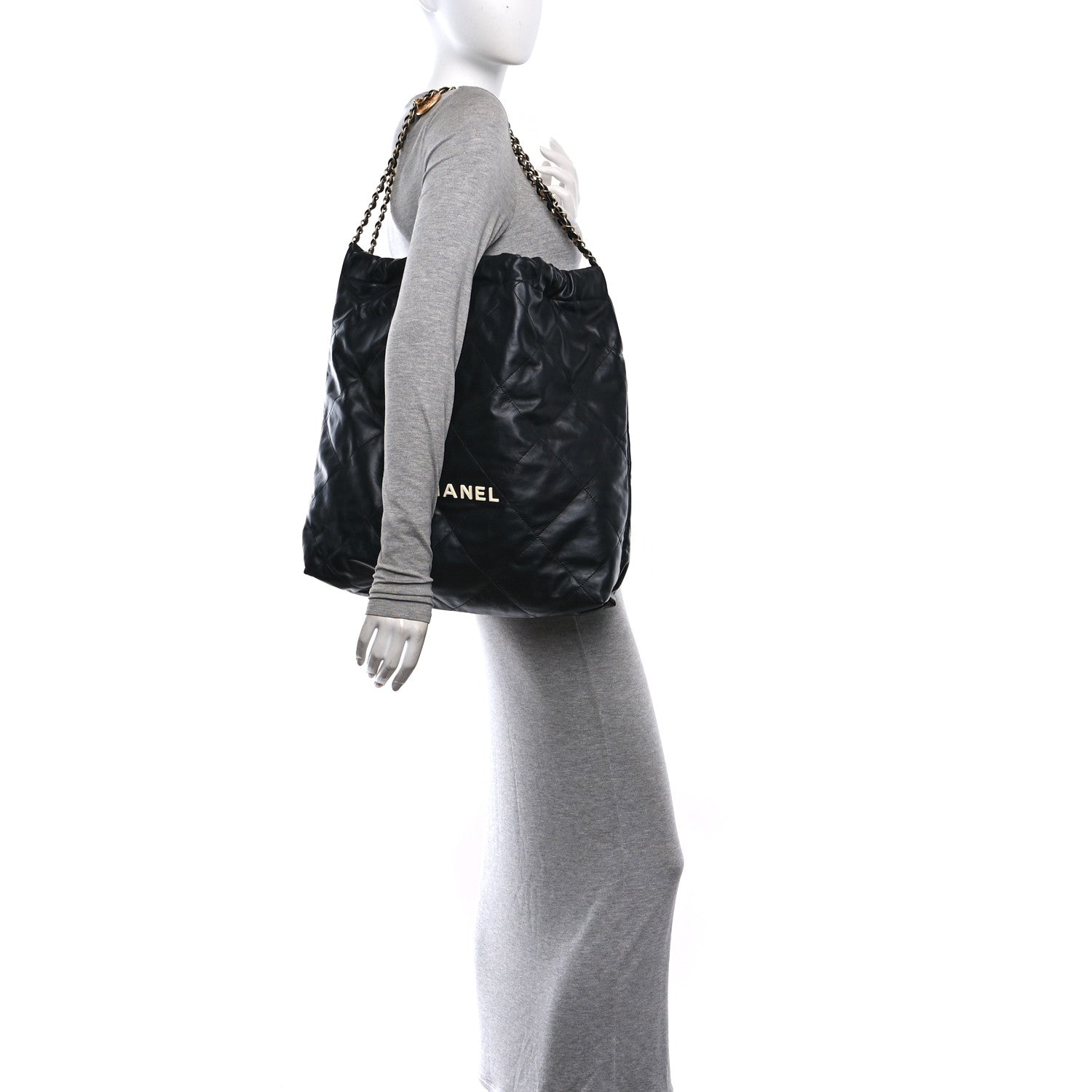 Calfskin Quilted Large Chanel 22 Black White — view 2