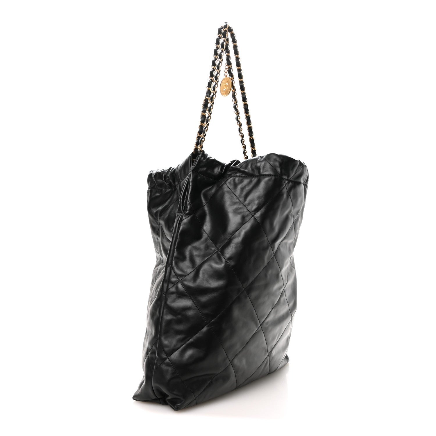 Calfskin Quilted Large Chanel 22 Black White — view 3