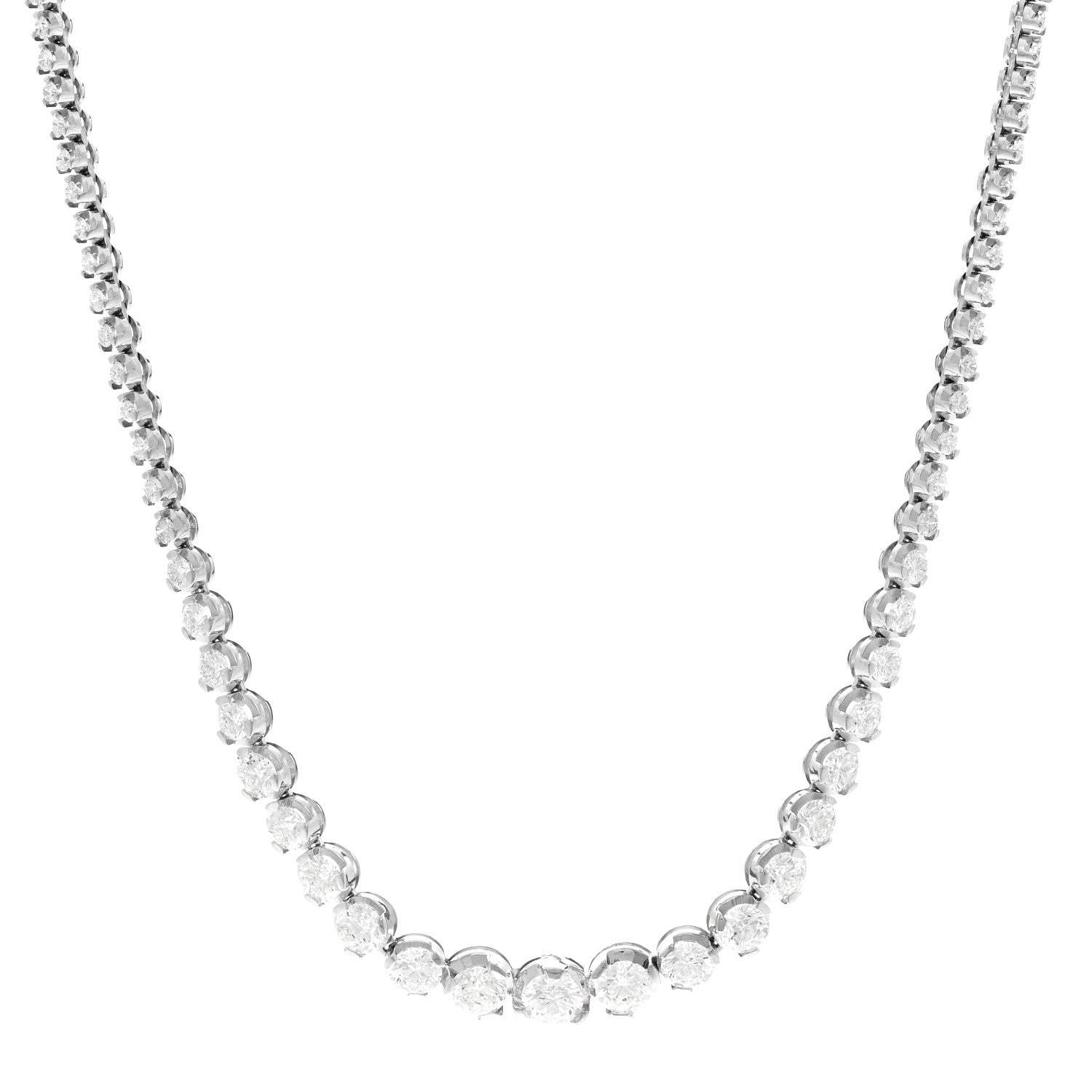 14K White Gold Diamond 10.03ctw Graduated Necklace