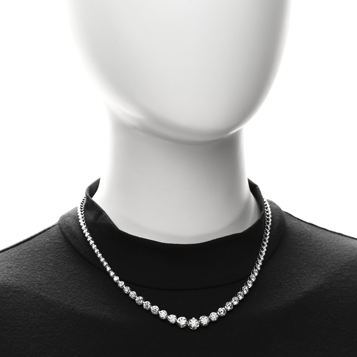 14K White Gold Diamond 10.03ctw Graduated Necklace — view 2