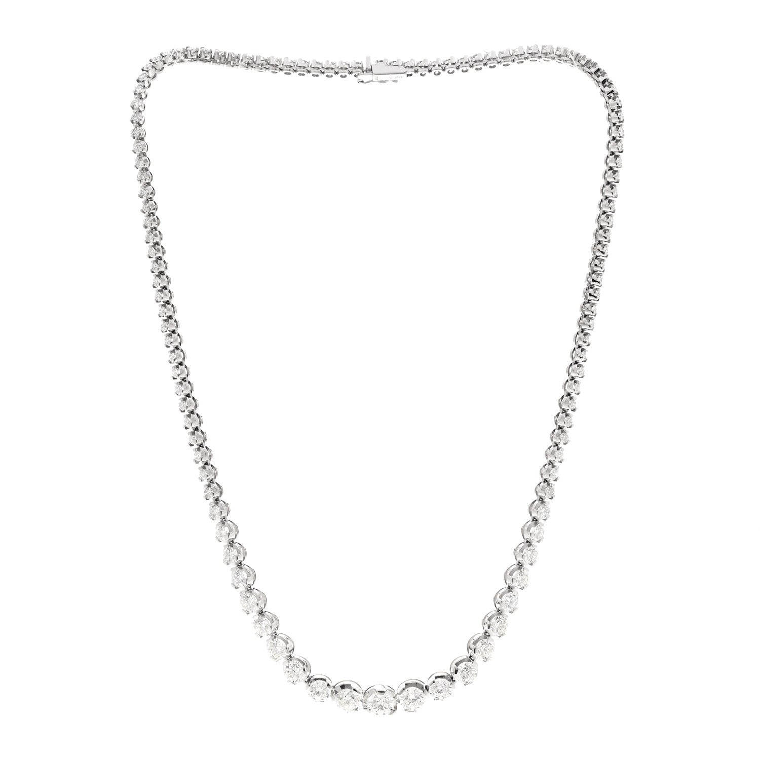 14K White Gold Diamond 10.03ctw Graduated Necklace — view 3
