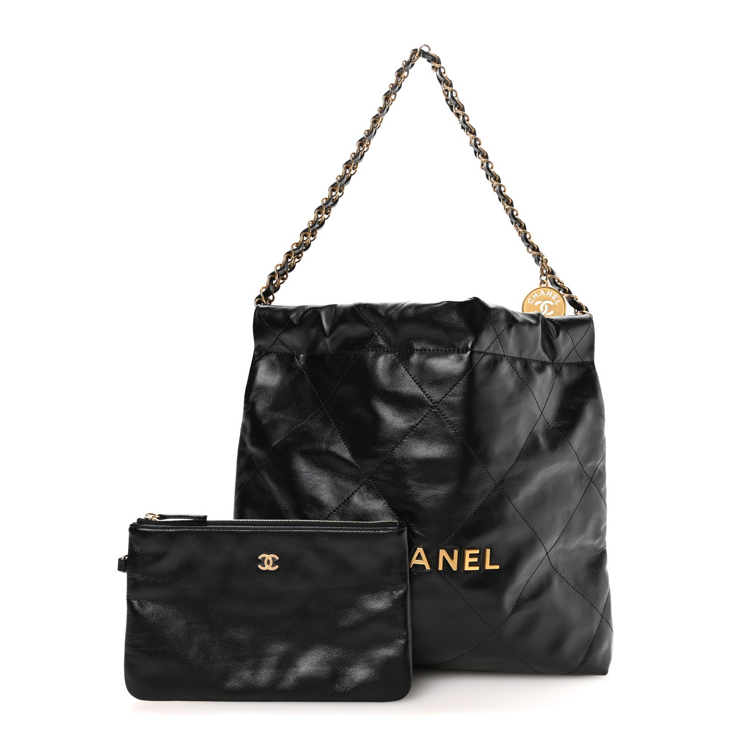 Shiny Calfskin Quilted Small Chanel 22 Black — view 3