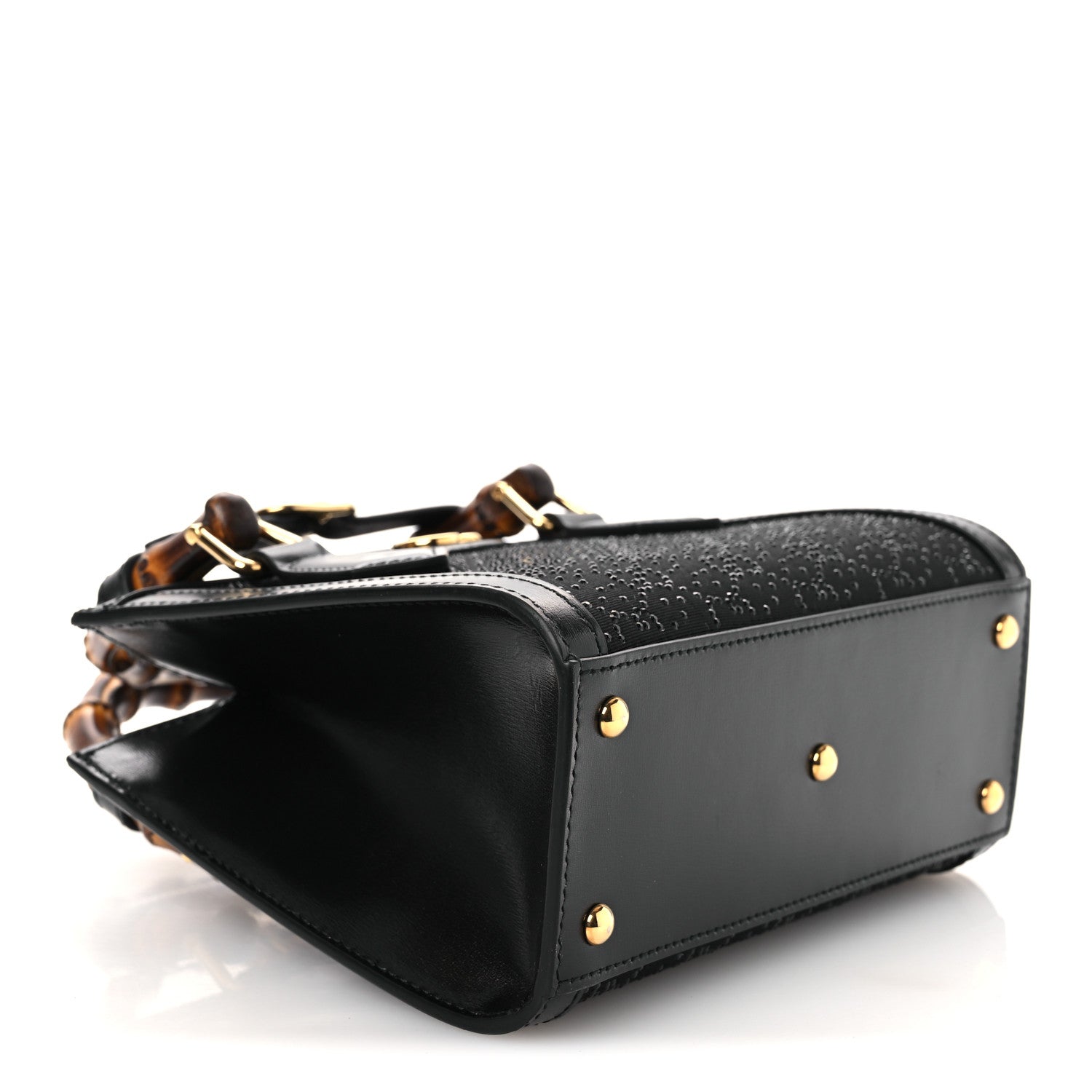 New Canvas Charisma Calfskin Crystal GG Monogram Mini Diana Tote Black — view 4
