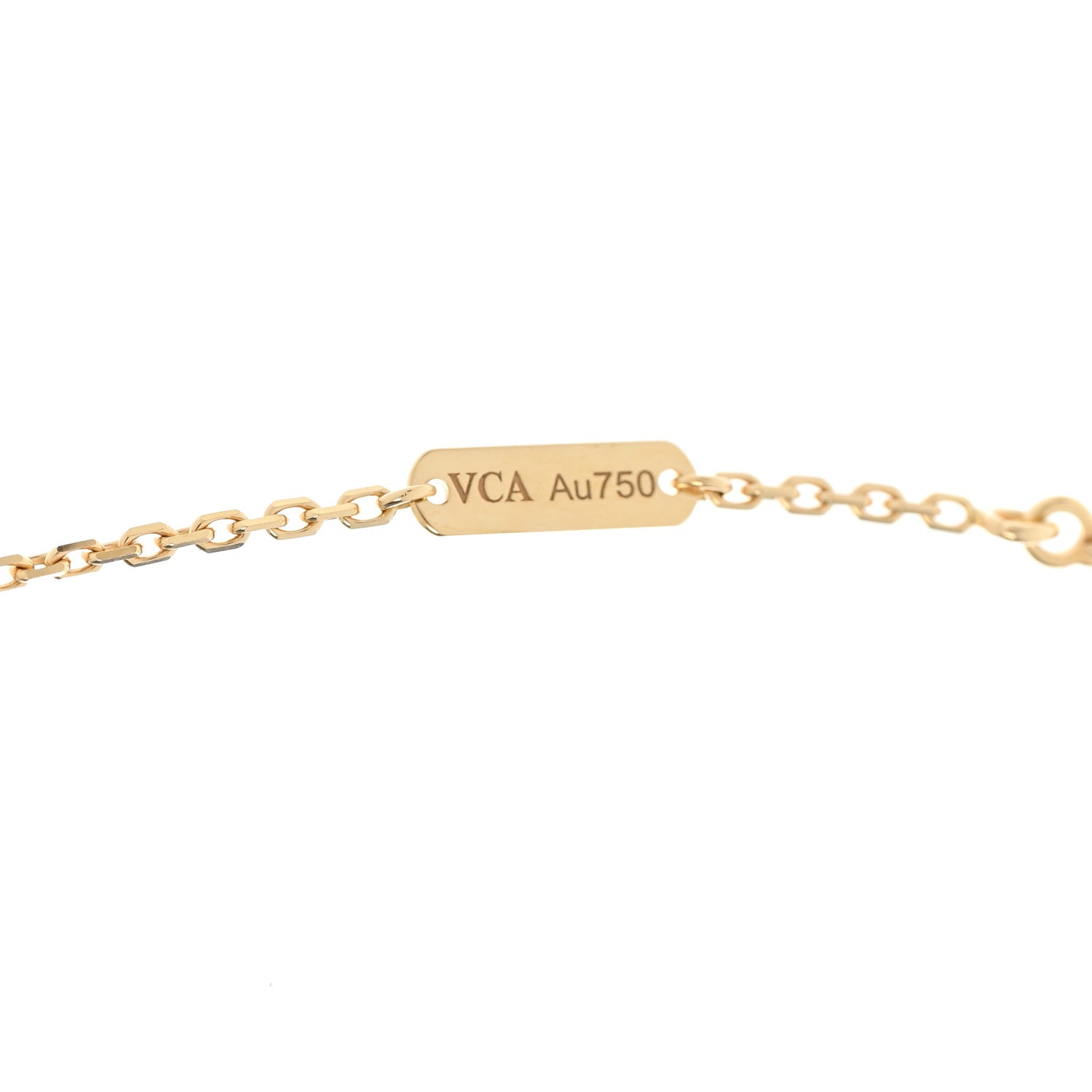 18K Yellow Gold Blue Agate Vintage Alhambra Pendant Necklace — view 5