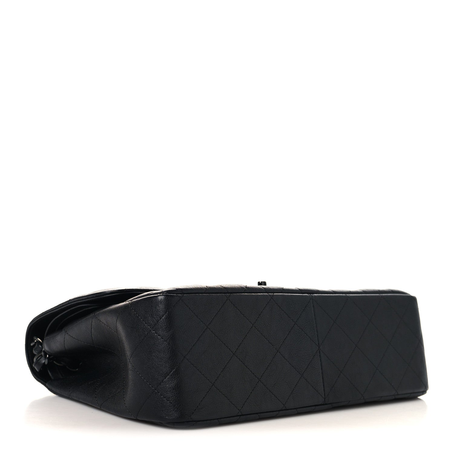 Crumpled Calfskin Quilted Jumbo Double Flap So Black — view 4