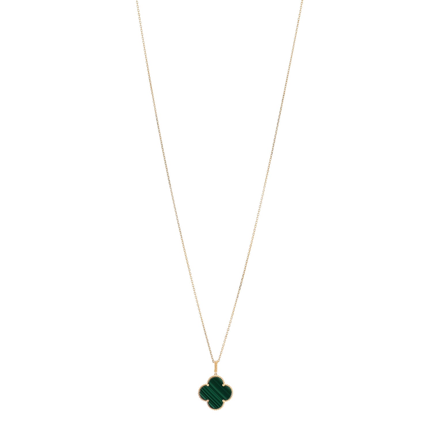 18K Yellow Gold Malachite Magic Alhambra Pendant Necklace