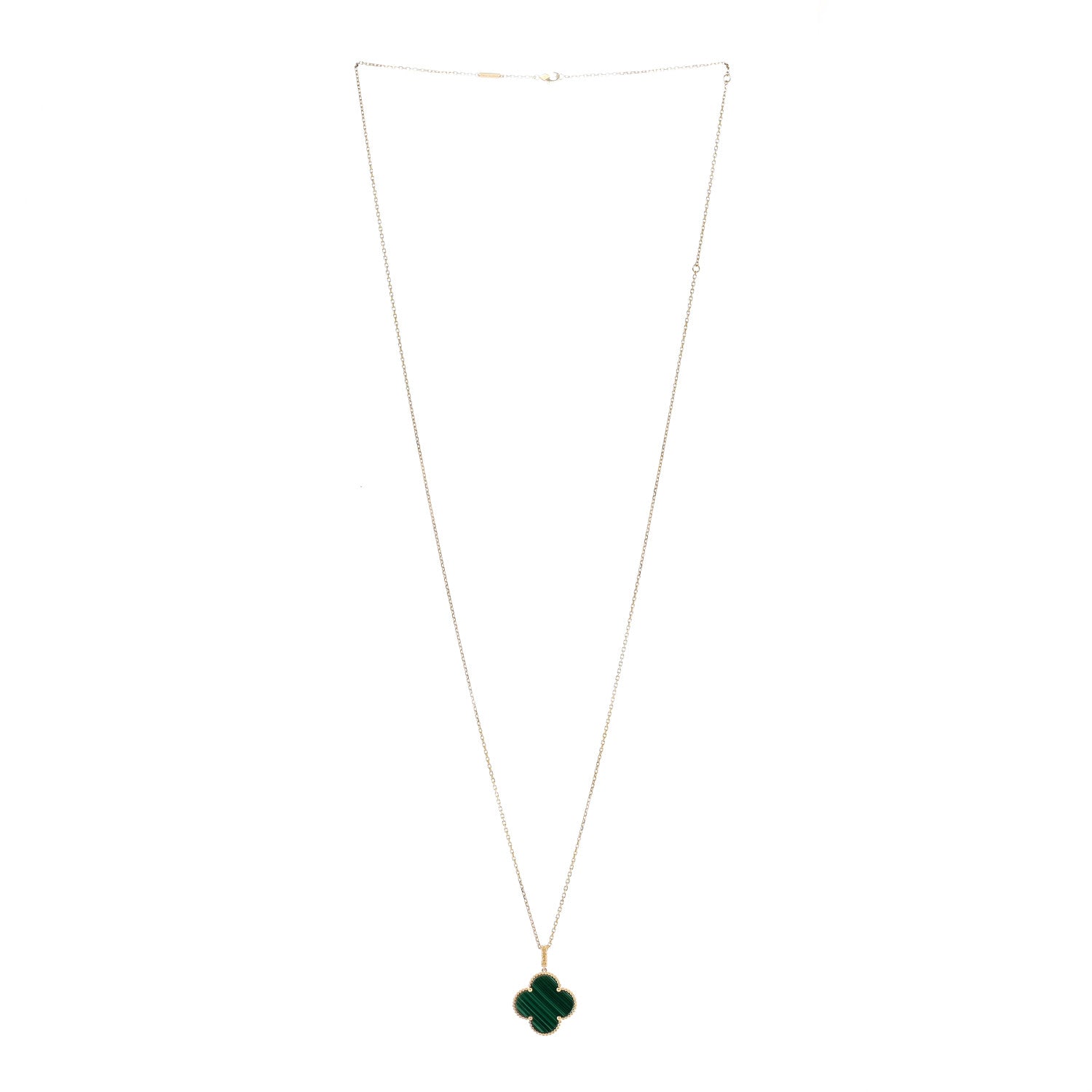 18K Yellow Gold Malachite Magic Alhambra Pendant Necklace — view 3