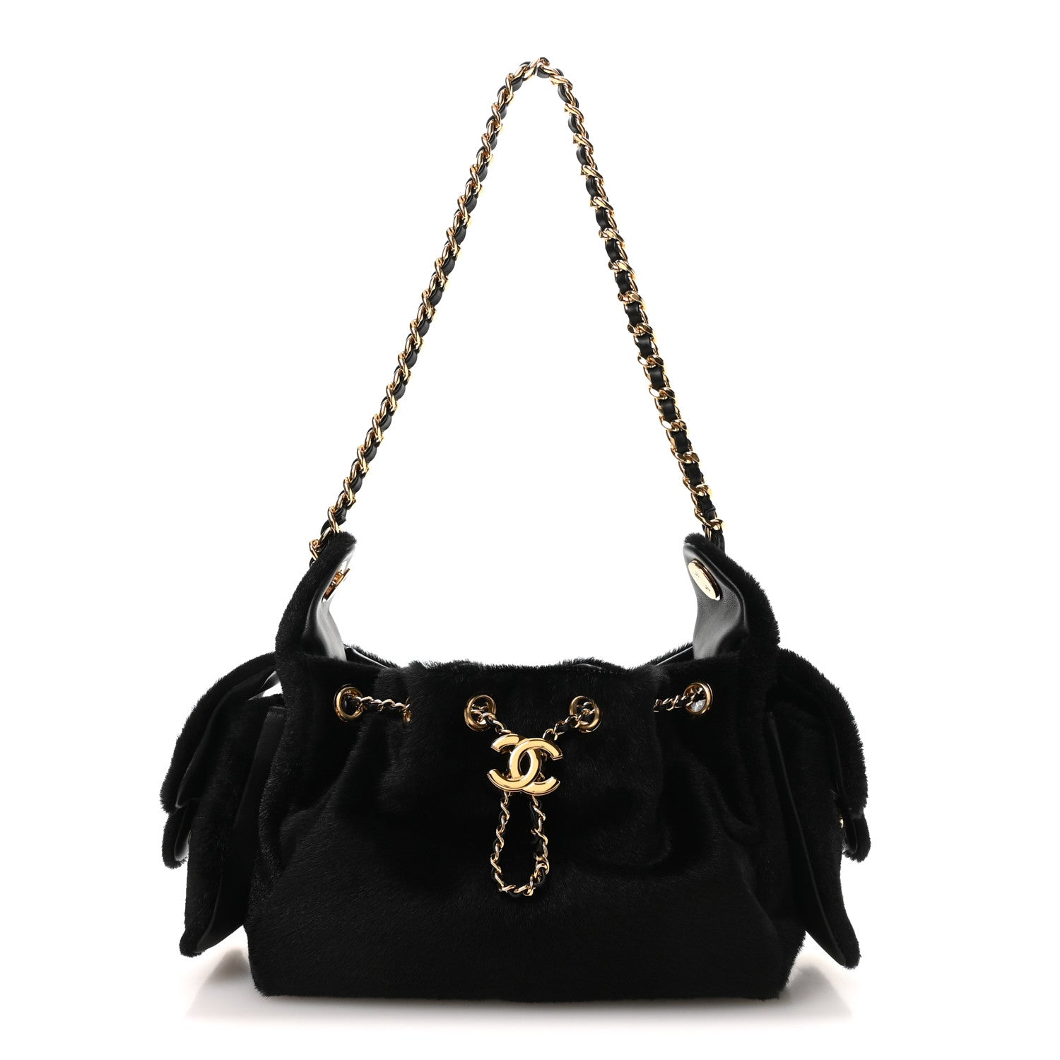 Pony Hair Mini Chanel 25 Handbag Black
