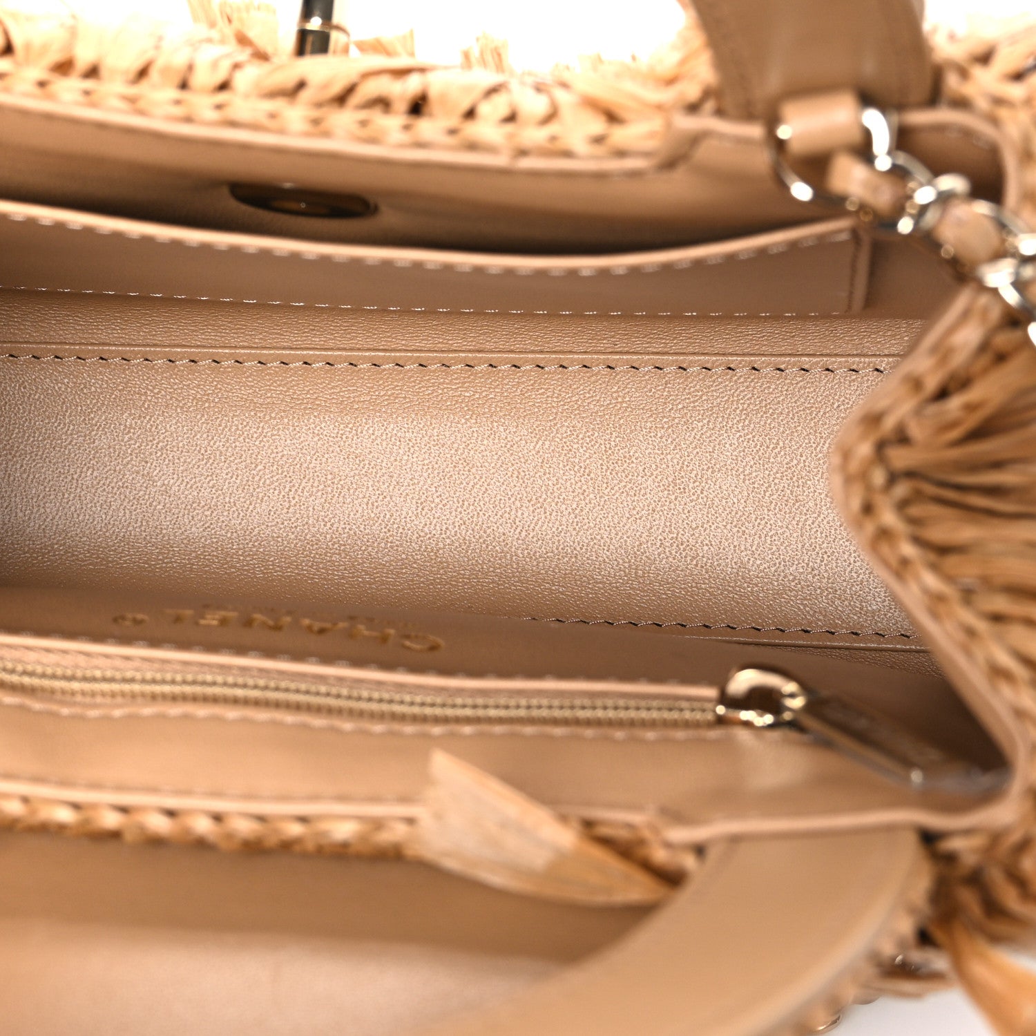 Raffia Fringe Nano Kelly Shopper Dark Beige — view 5