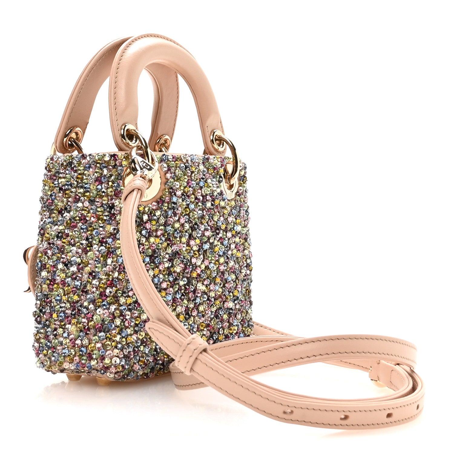 Satin Crystal Beaded Embroidered Micro Lady Dior Multicolor — view 3
