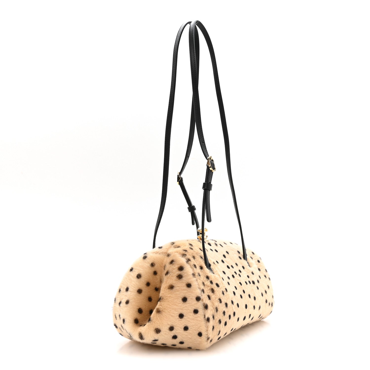 Pony Hair Cheetah Print Pretty CC Clutch With Strap Light Beige Black — view 3