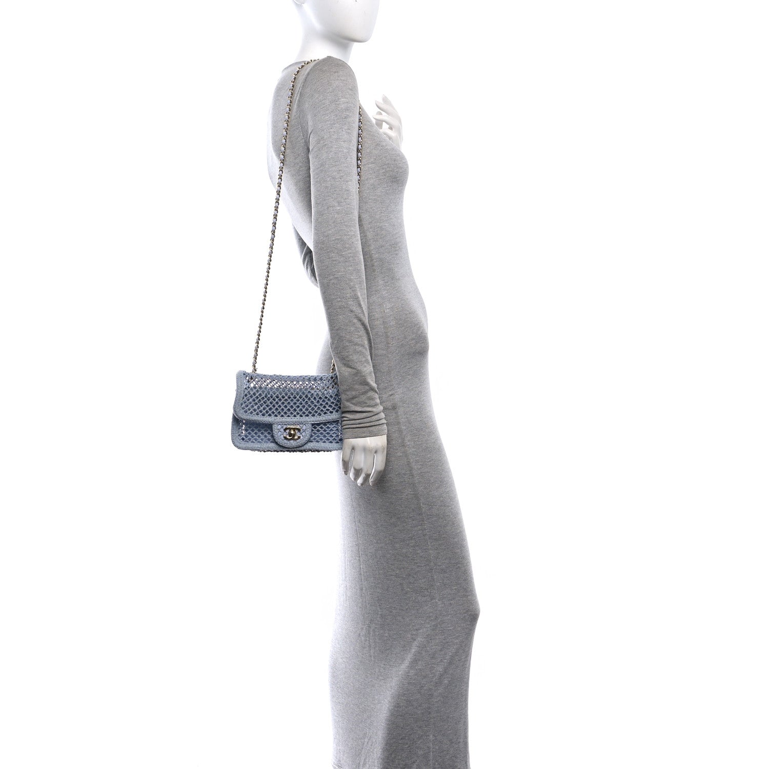 Mesh Macrame Small Flap Bag Light Blue — view 2