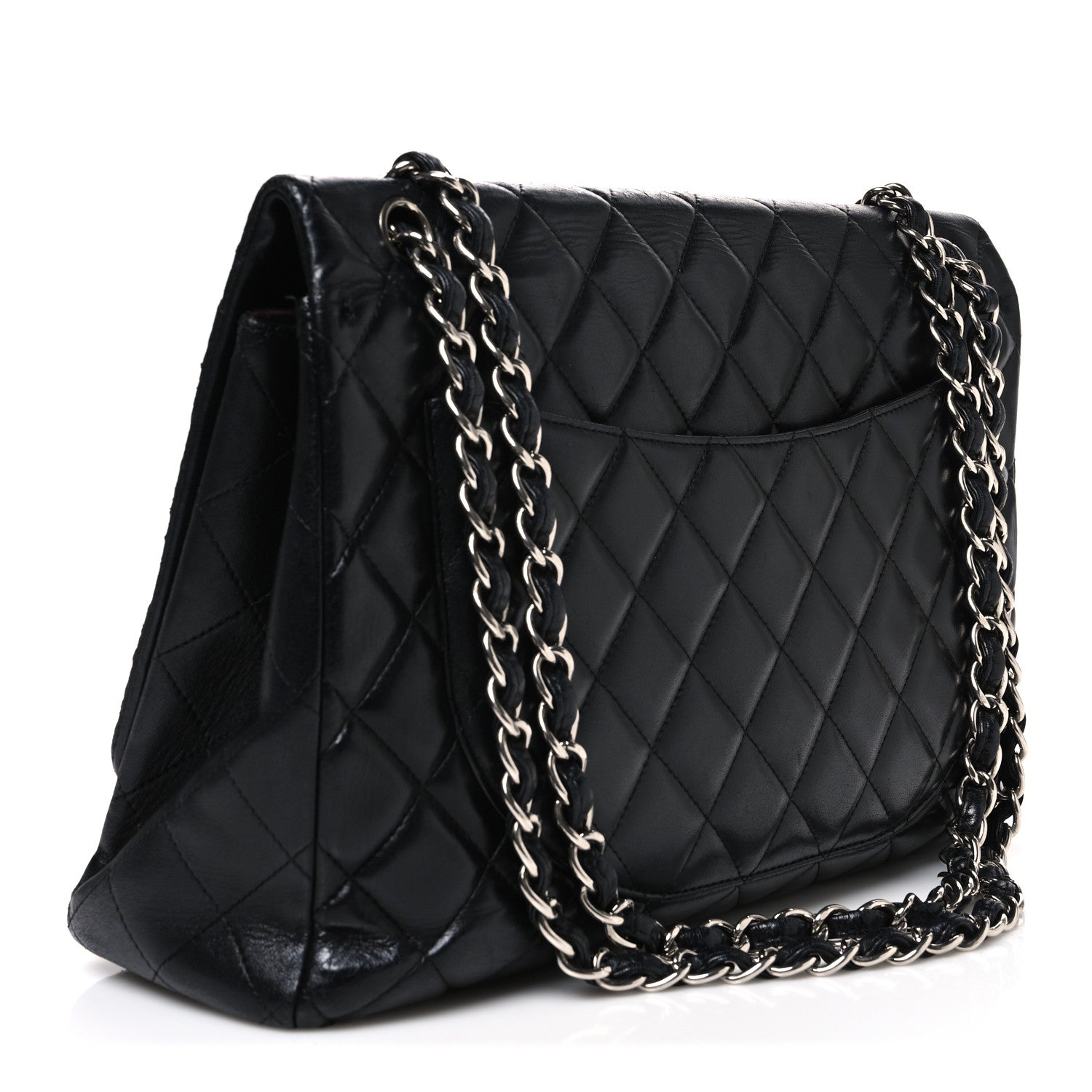 Lambskin Quilted Maxi Double Flap Black — view 3
