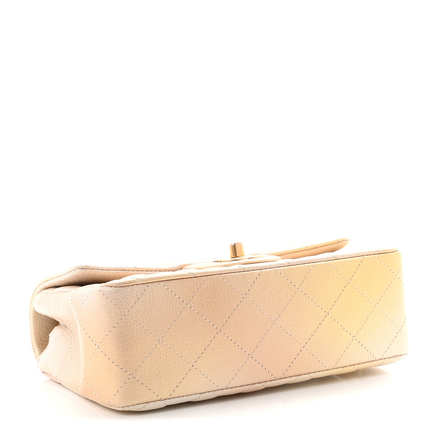 Metallic Goatskin Quilted Mini Rectangular Flap Gold — view 3