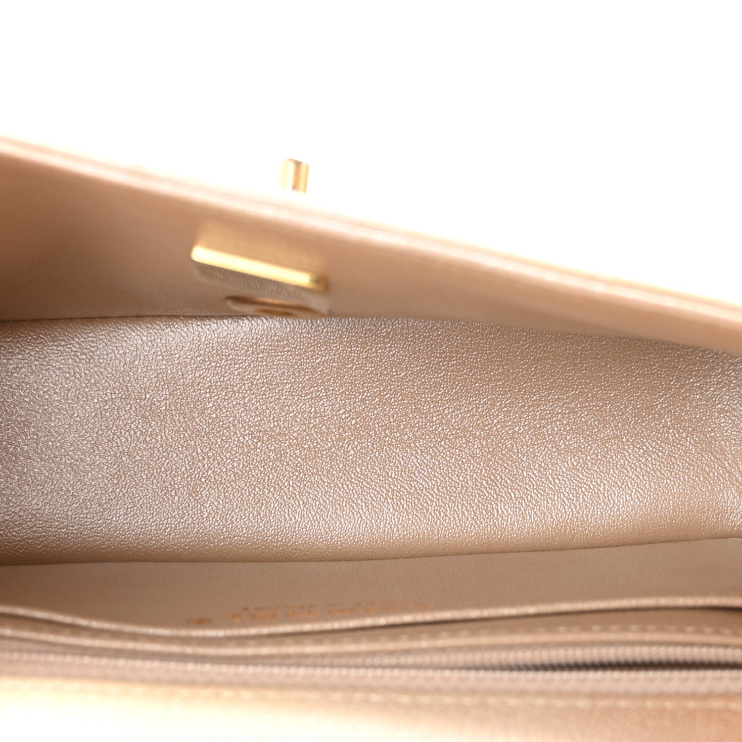 Metallic Goatskin Quilted Mini Rectangular Flap Gold — view 4