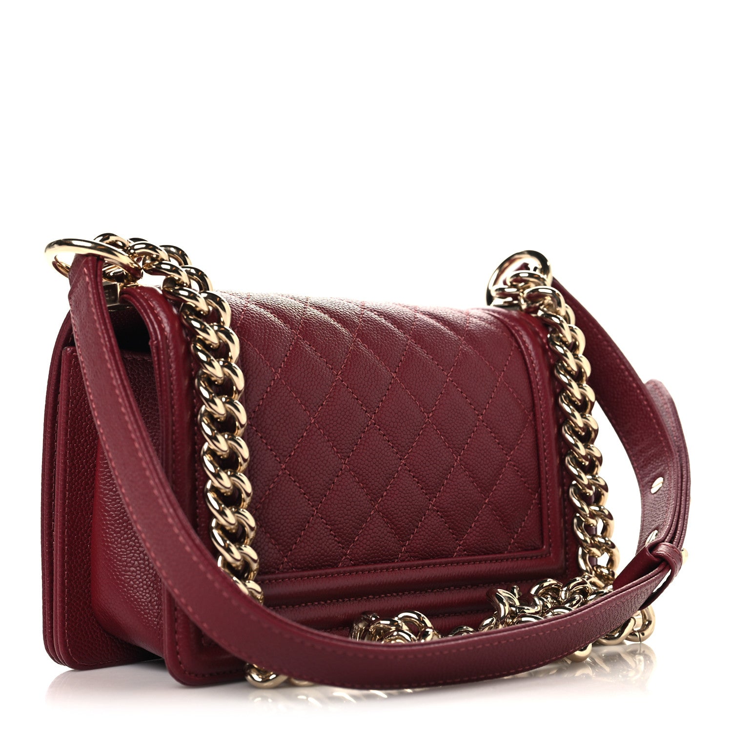 Caviar Quilted Small Boy Flap Burgundy — view 3