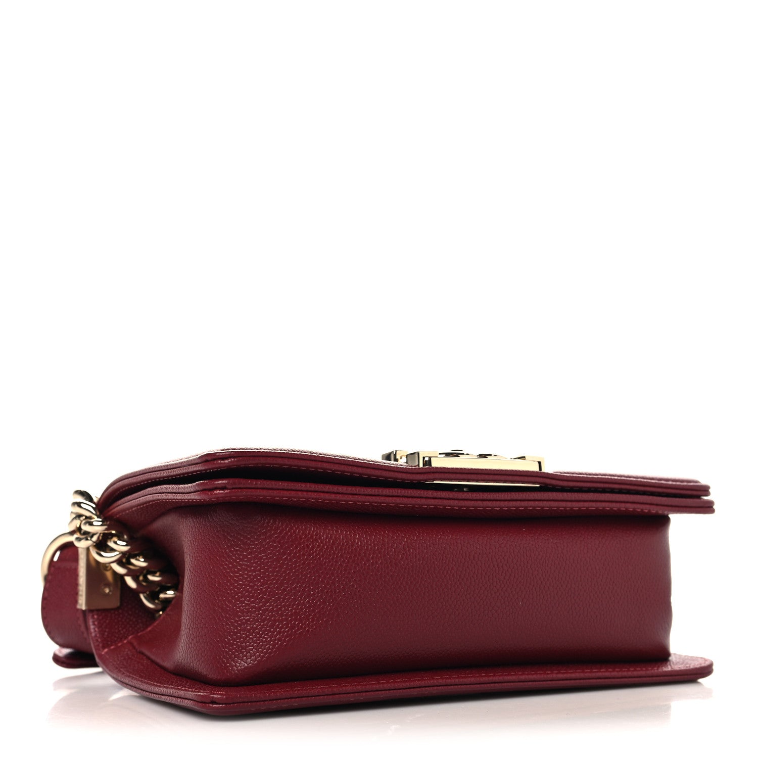 Caviar Quilted Small Boy Flap Burgundy — view 4