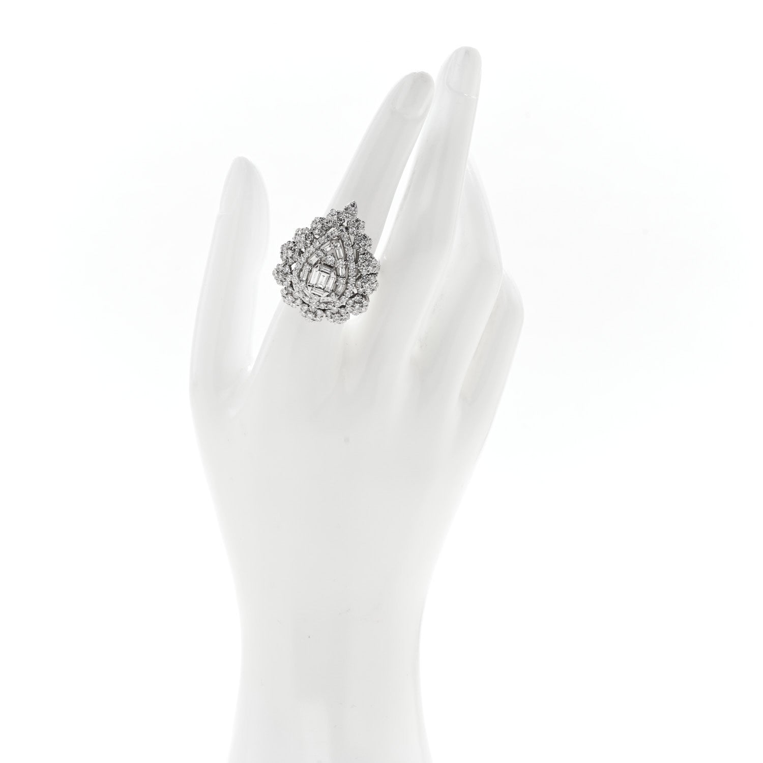 18K White Gold Diamond 4.70ctw Multi Shape Cocktail Ring  56 7.5 — view 2