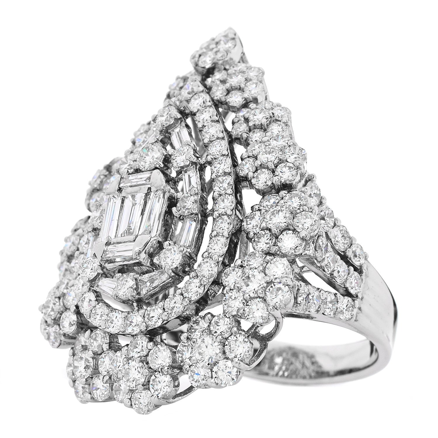 18K White Gold Diamond 4.70ctw Multi Shape Cocktail Ring  56 7.5 — view 3