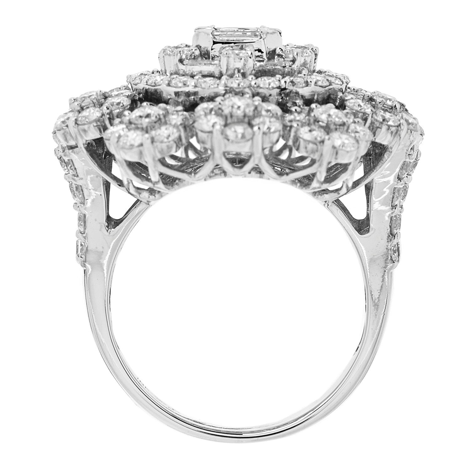 18K White Gold Diamond 4.70ctw Multi Shape Cocktail Ring  56 7.5 — view 5