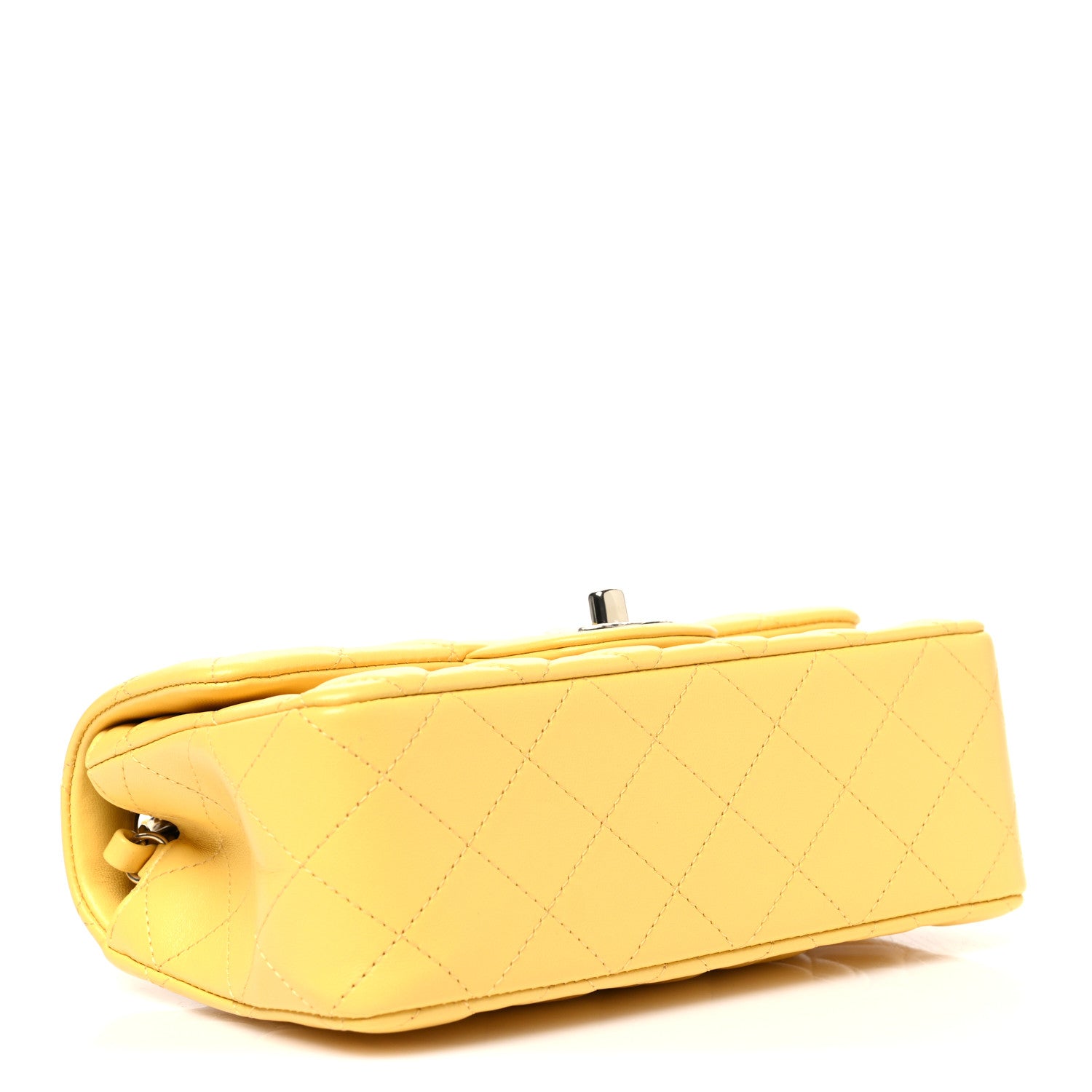 Lambskin Quilted Mini Rectangular Flap Yellow — view 4