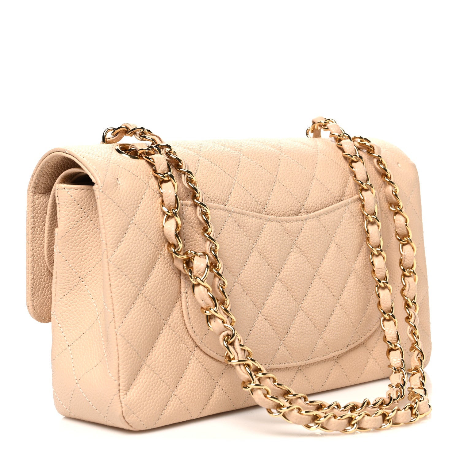 Caviar Quilted Medium Double Flap Beige Beige Clair — view 3