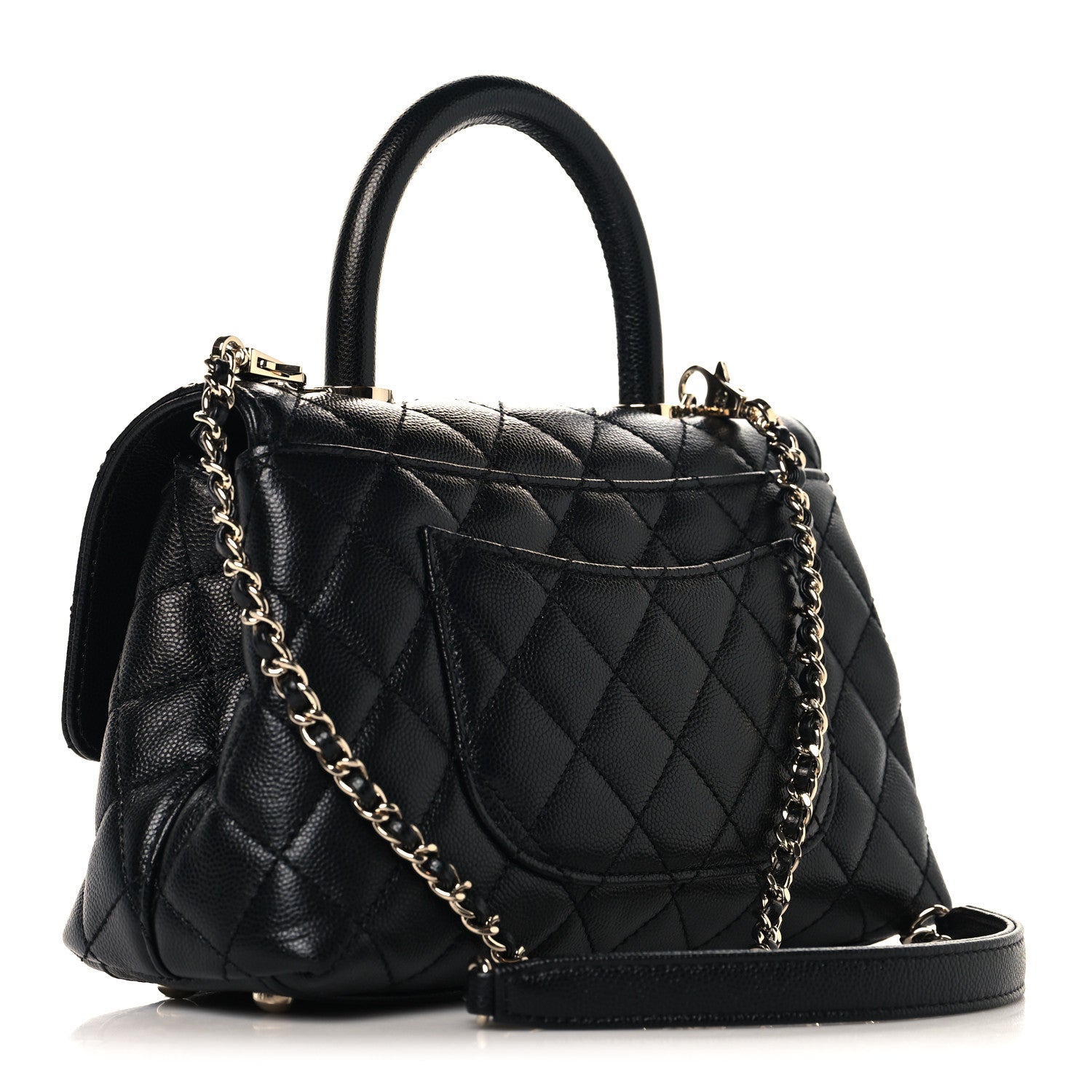 Caviar Quilted Mini Coco Handle Flap Black — view 3